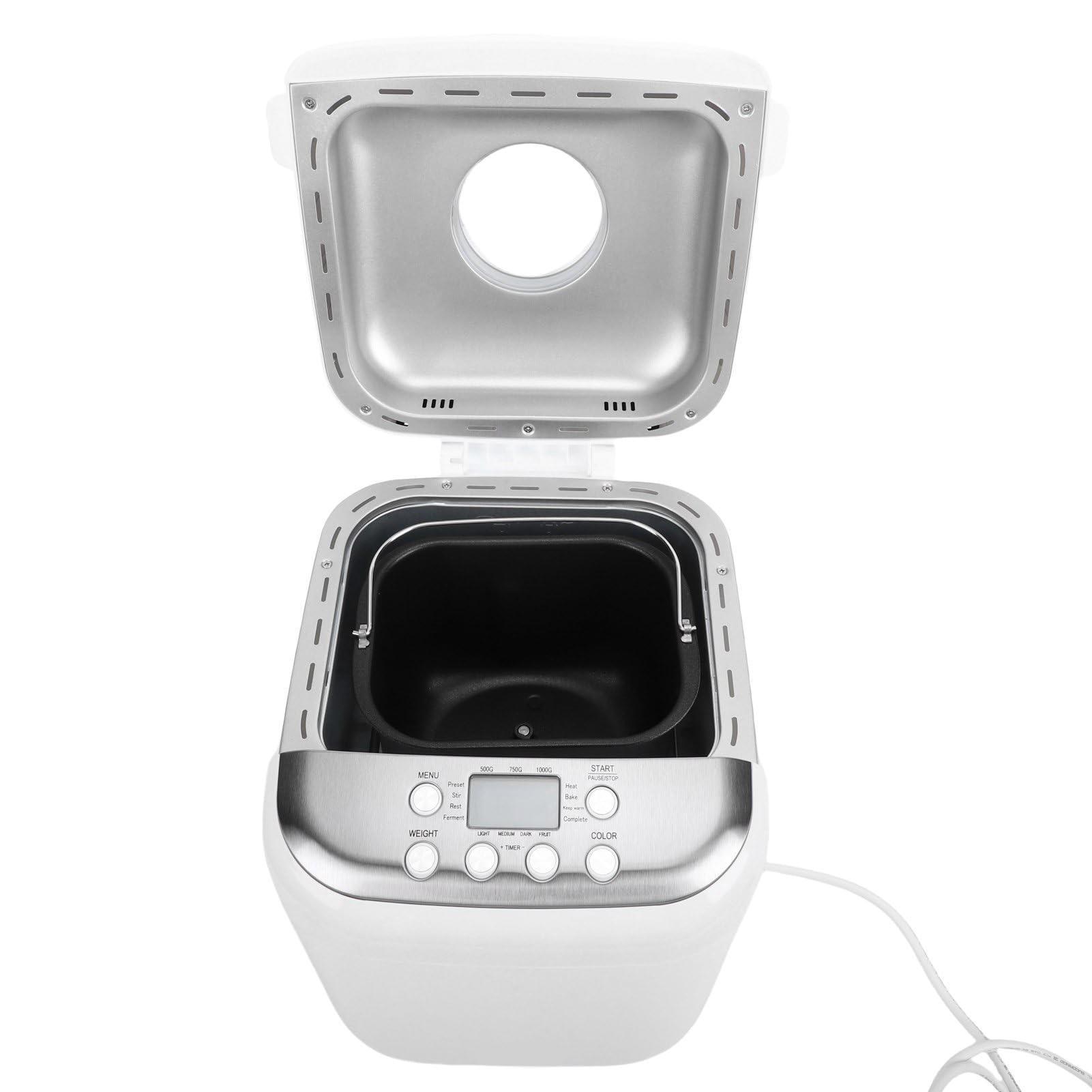 TOPINCN Máquina de Pan Programable, 19 Programas Automáticos, 3 Tamaños de Pan, 3 Niveles de Dorado, Pantalla LCD, Bandeja Antiadherente con Temporizador de 15H para Casero, Masa, (Enchufe de la UE)