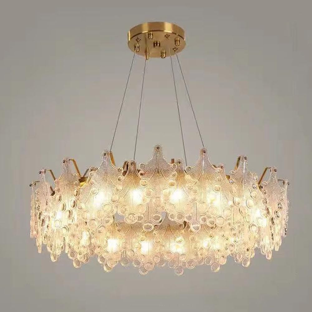 HXYSXHJUO Modern retro glass chandelier, creative light luxury for living room hotel sample dining lamps and lanterns,Cable,100cm