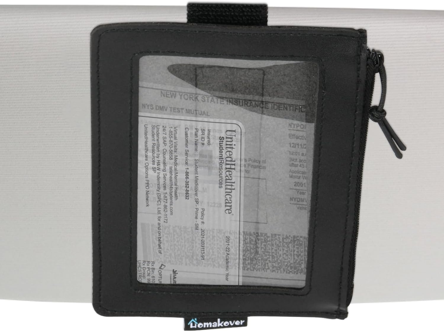 Registration & Insurance Card Document Holder for Visor, Carrying Case for High Road Registration and Insurance Pocket, Adjustable Visor Bag Drivers License Holder, Fit Most Car, SUV and Truck (Black)