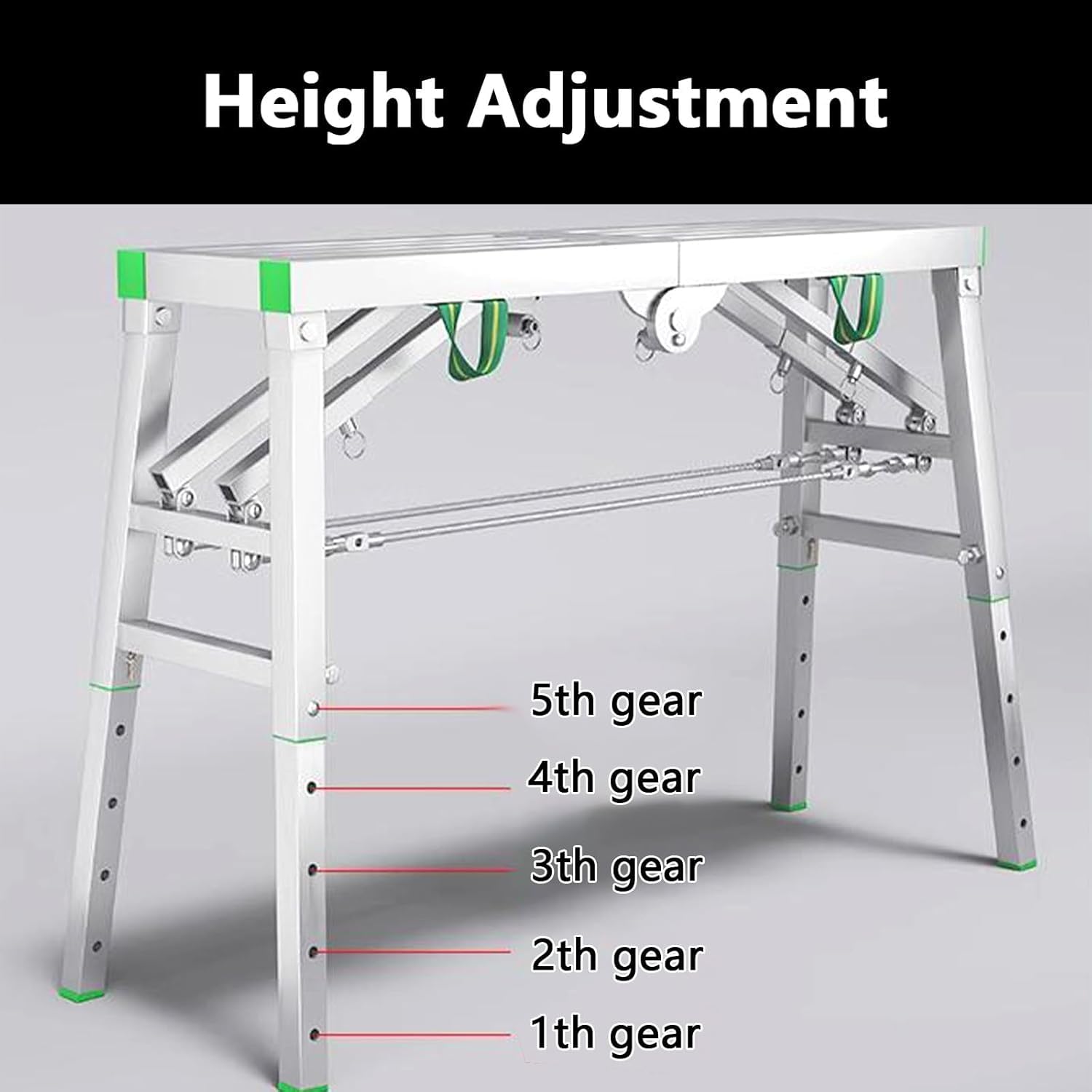 Andamio portátil de Alta Resistencia con Plataforma y Escalera, Capacidad de 500 kg (1120 lbs). Ideal para poda de Jardines y Limpieza de autocaravanas. Andamio de Acero de 180 x 30 cm.