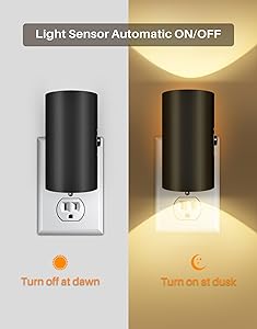 Night Lights Plug into Wall, LED Plug in Night Light, Dusk to Dawn Light Sensor, 0-100LM Adjustable Brightness Wall Light, Soft White 3000K, Dimmable Night Lights for Hallway Bedroom Stairway, 2 Pack