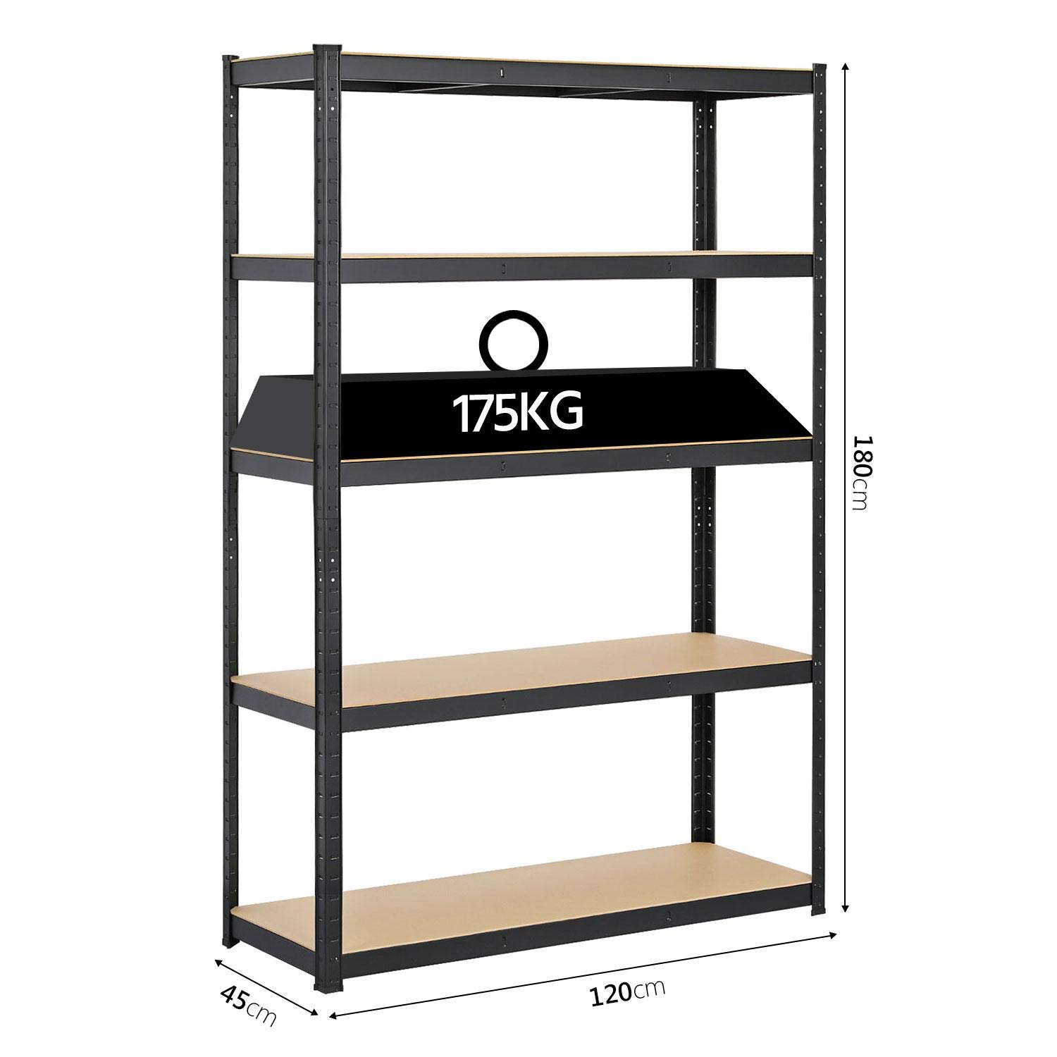 Yaheetech Schwerlastregal 180 x 120 x 45 cm Lagerregal 5 Böden Metall Regal Max. Belastbarkeit : 875kg