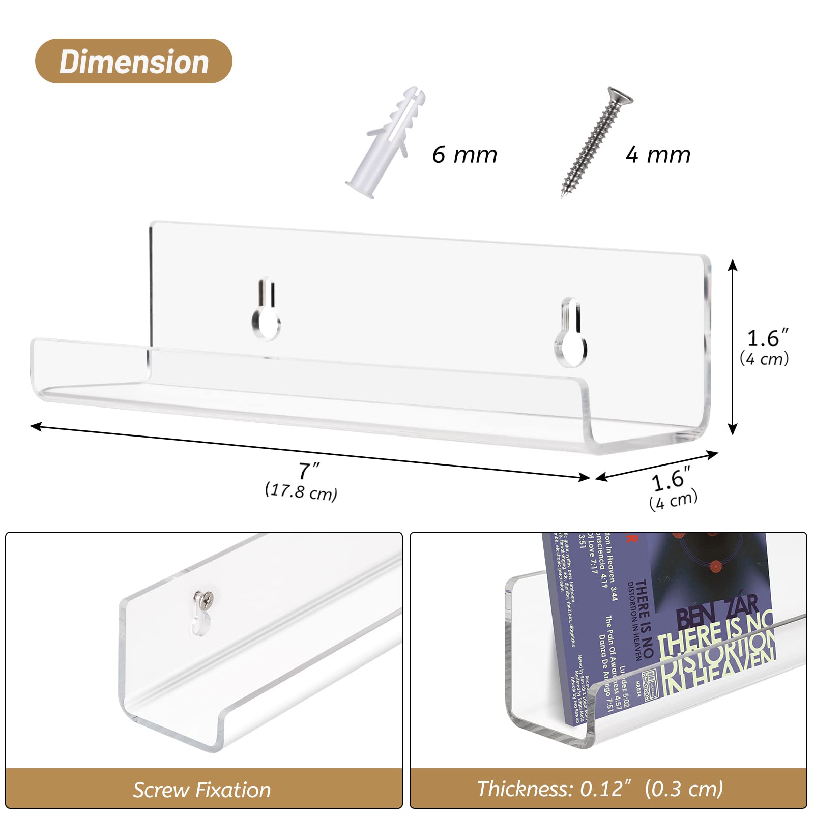 INCREWAY Vinyl Record Display Plank, 18 STKS Zelfklevende