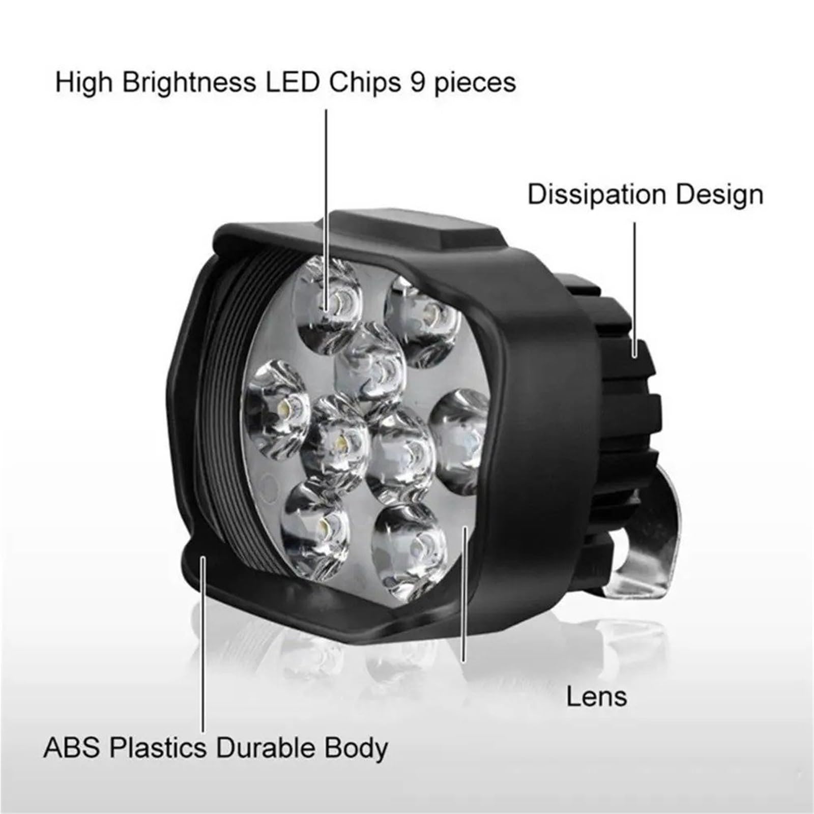 Moto Proyector 2 Luces Antiniebla LED Eléctricas De 18 W Y 9, 1000 Lúmenes, Para Motocicletas Camiones