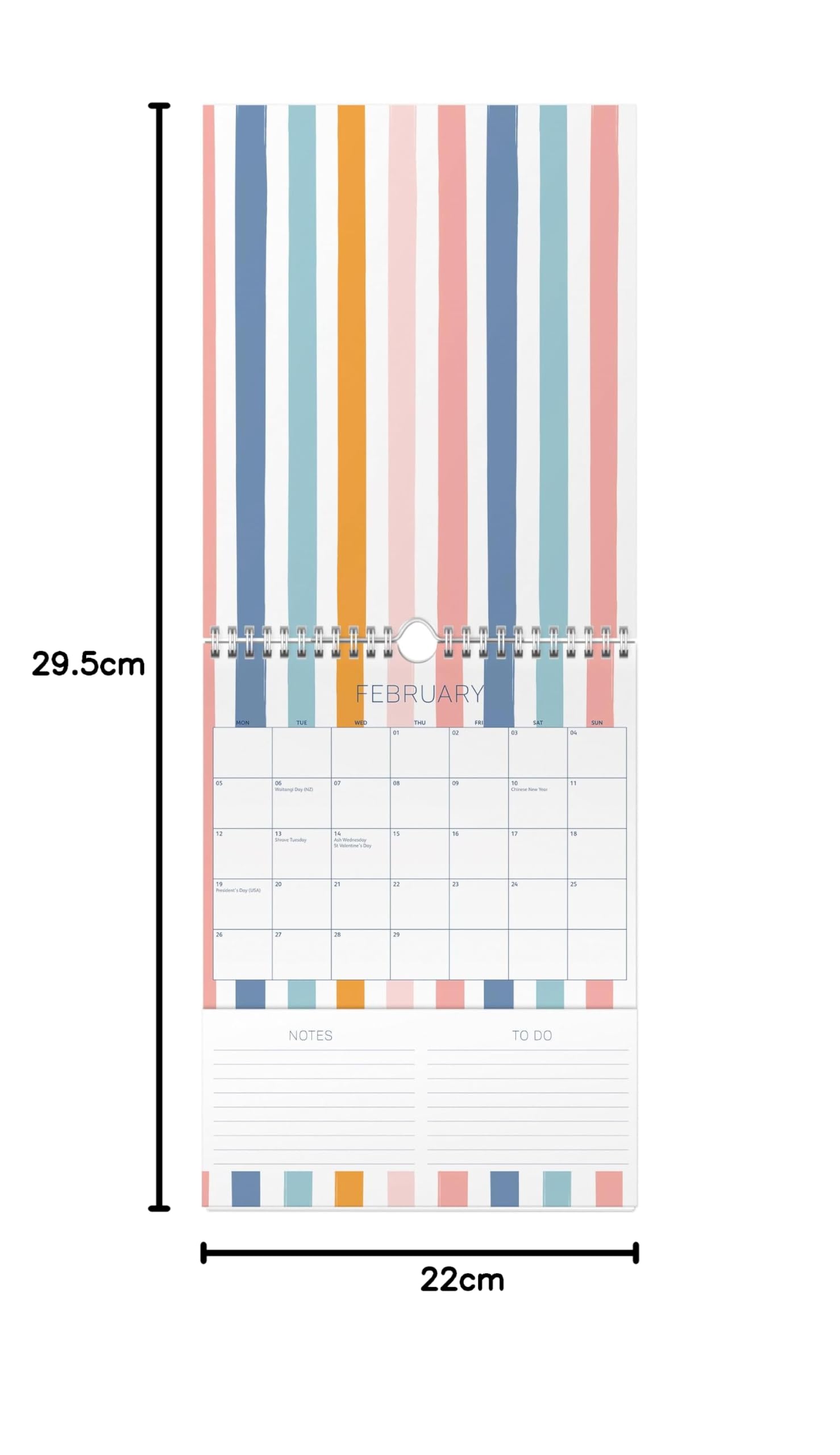 Busy B Busy Life Calendar January to December 2024 - Blue - Monthly Calendar with Pockets and To Do's