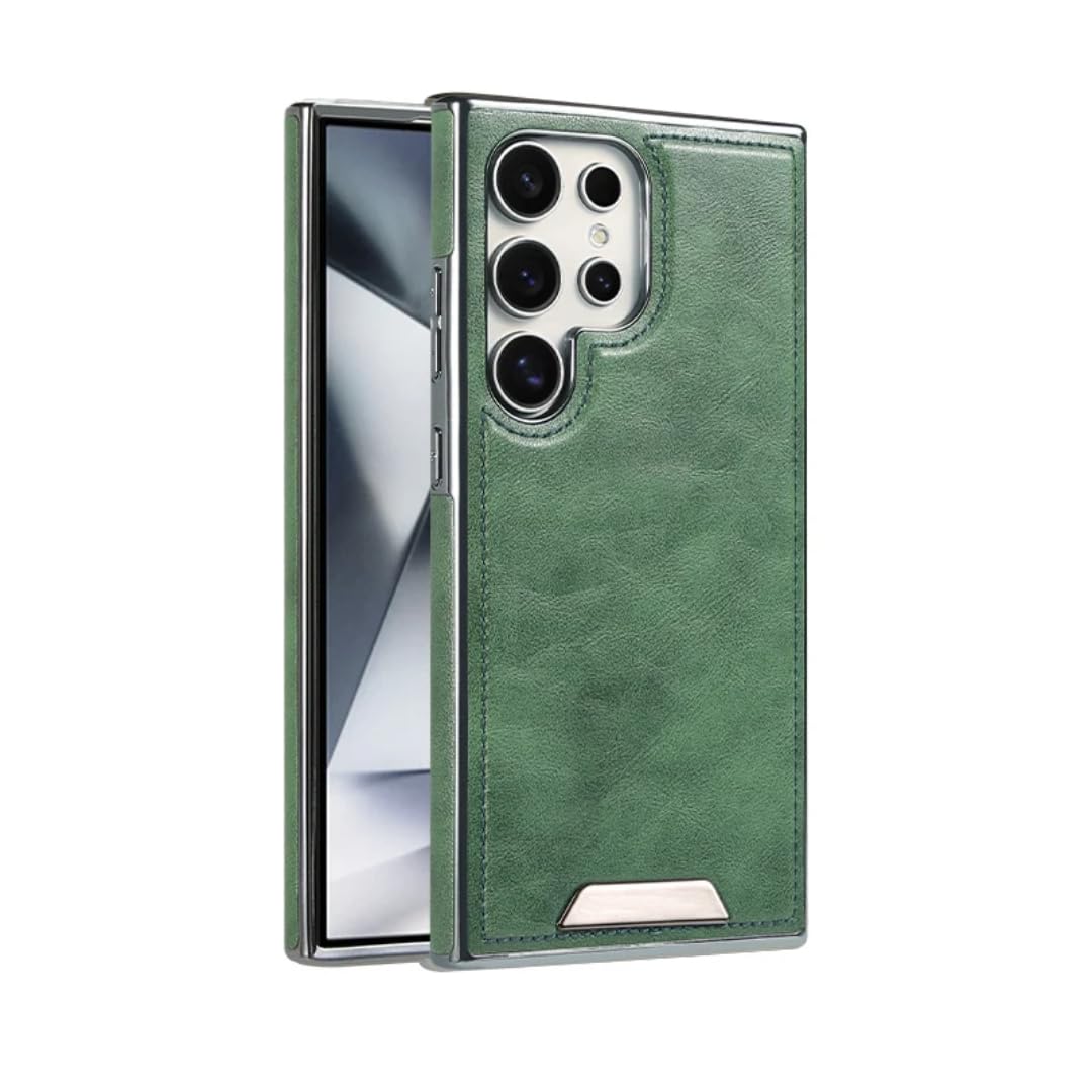 Étui magnétique en Cuir pour Galaxy S23, étui de Protection Anti-Chute avec Chargement sans Fil (pour Galaxy S23/vert)