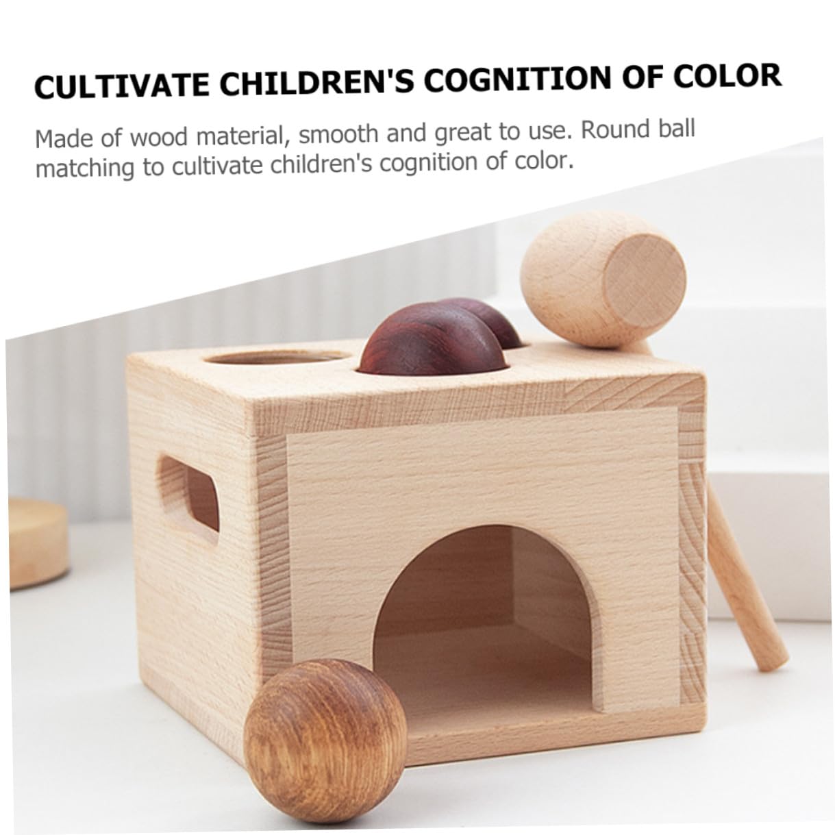 Mikinona Set Giocattolo Educativo in Legno Palline e Martello, Giocattolo per Coordinazione Occhio-Mano e Sviluppo Motorio, attività Didattica Montessori per Piccoli