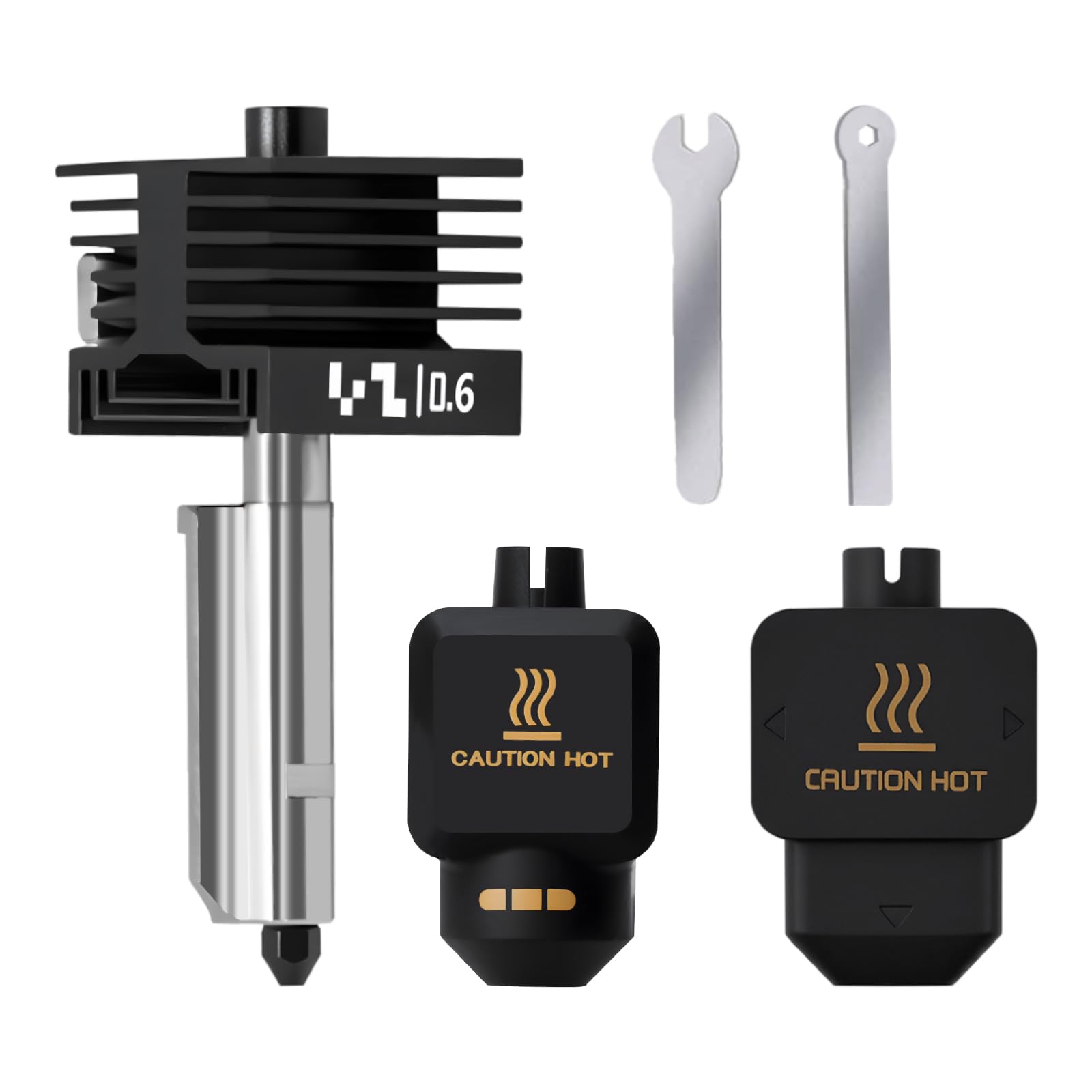 Zestaw ulepszający 0,6mm P2S/H2S Hotend, zestaw grzejnika głowicy drukarki 3D z 0,6mm wymienną nasadką ze stali hartowanej dla Bambu Lab H2D, H2C, A1/A1 Mini