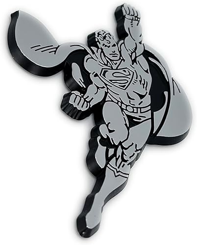 Miniatura 7 de Elektroplate Figura retro de Superman de DC Comics con licencia oficial del fabricante original del equipo, emblema cromado para automóviles,