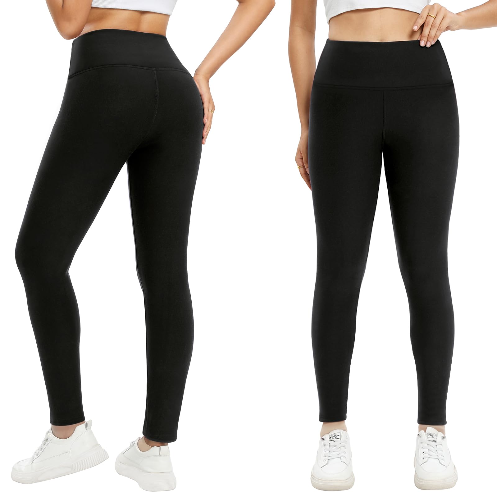 Voqeen Leggins Felpati Donna Leggings Elastici Morbido Invernali Termici Donna Collant Felpati Termiche a Vita Alta