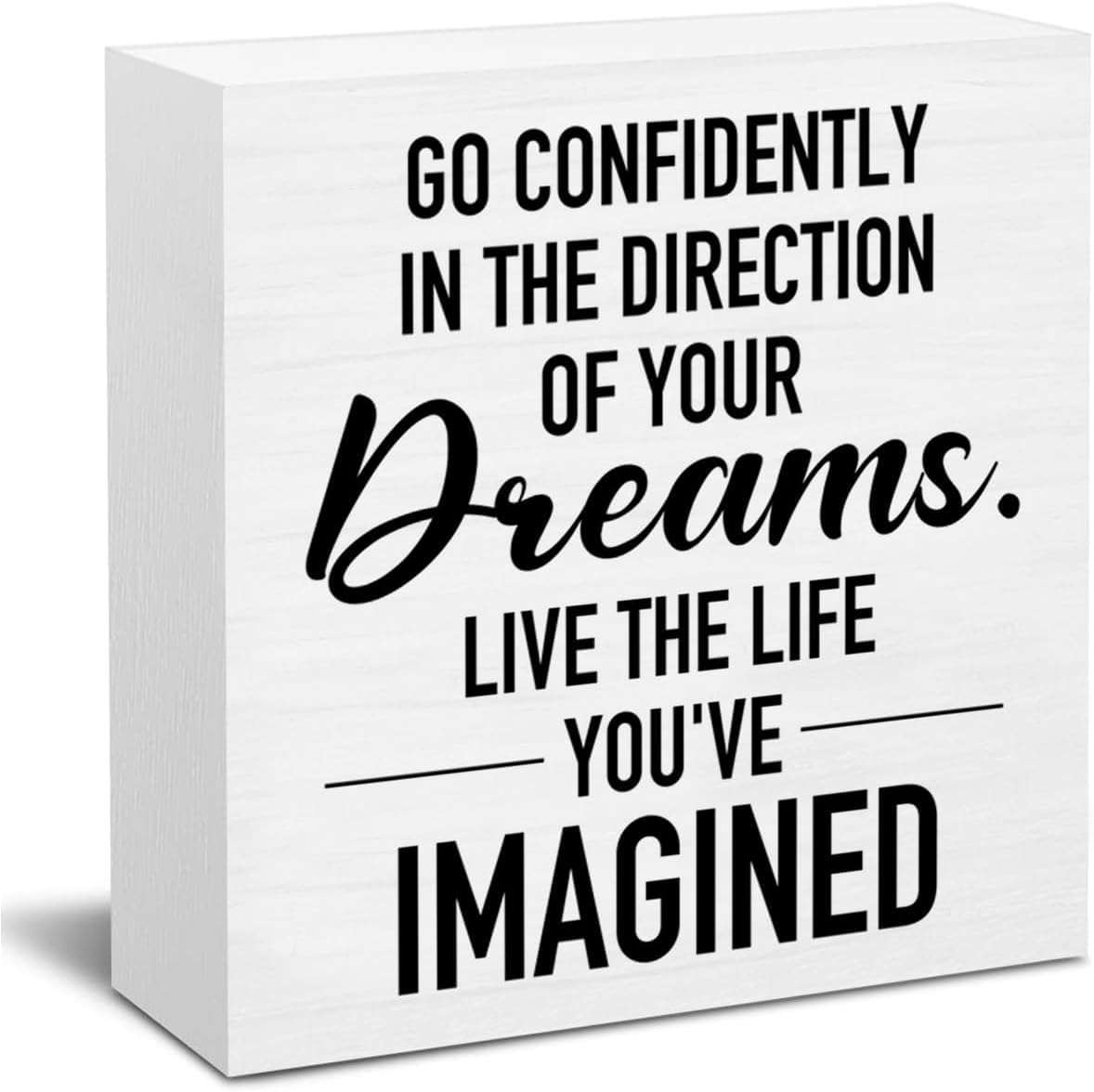 Inspirational Box Sign 5x5 Inch Rustic White Wood Desk Decor