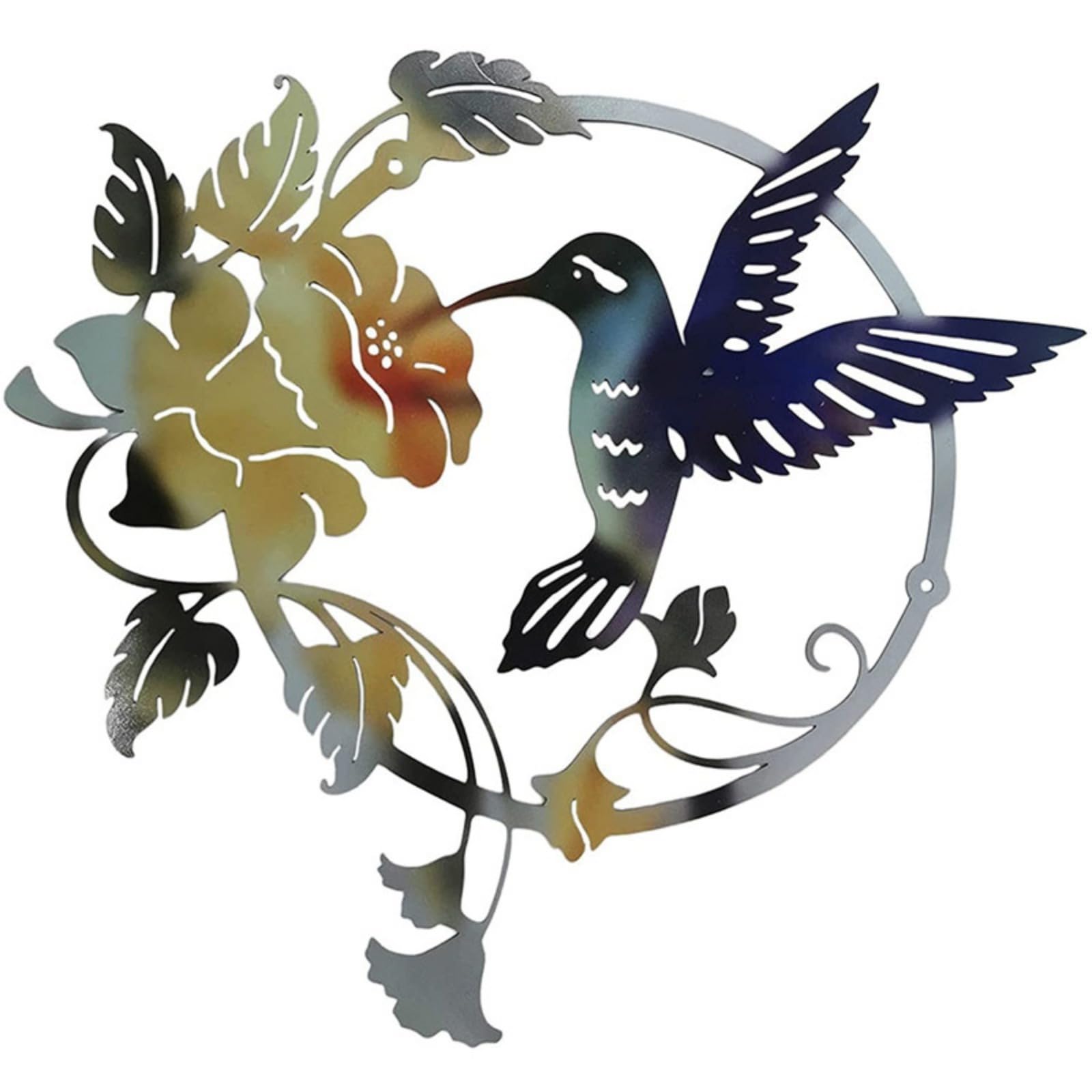 Generic Wall Art for Living Room Round Metal Hummingbird 11.8 Inch Metal Wall Art Garden Wall Art for Indoor and Outdoor (Blue)