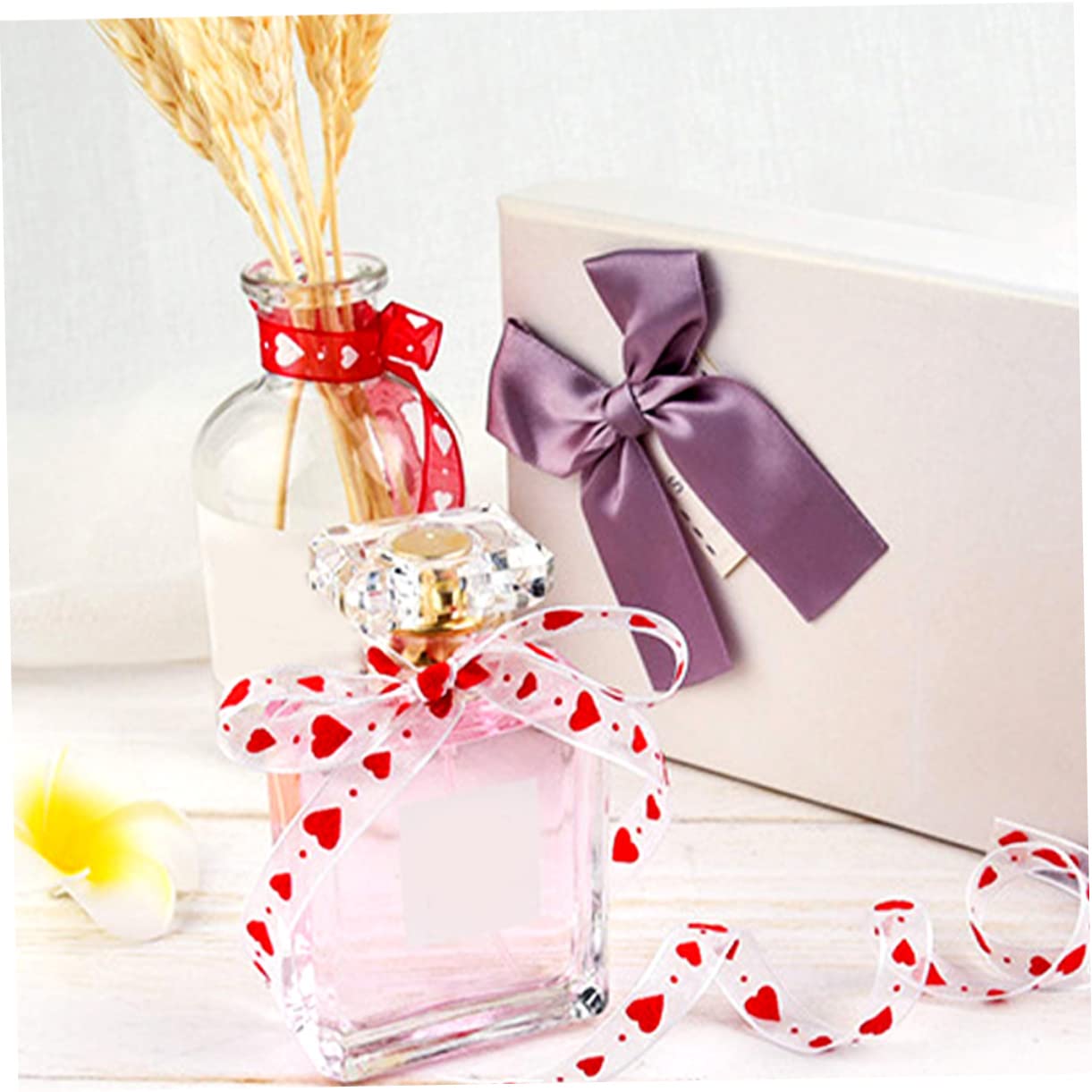 VILLCASE 3 Sätze Valentinstag Banddekor Valentinstag Bänder Aufkleber Bögen Herz Valentinsgrüße Verpackungsband Sackleinen Liebe Strasssteine Stift Hochzeitsband Gold Polyester 3 Rollen * 3