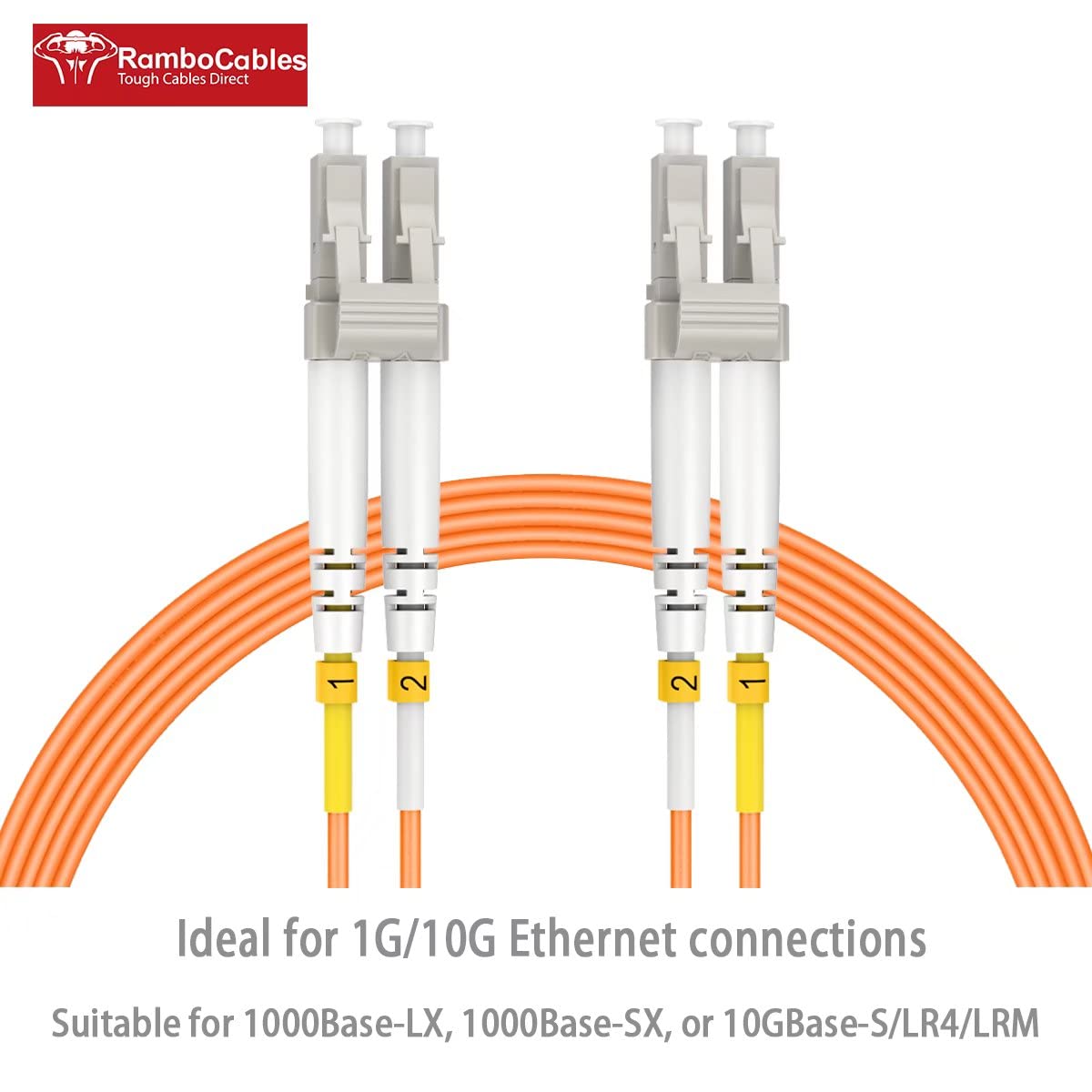 200ft(61m) LC LC OM2 Fiber Patch Cables MMF Multimode, Options 7inch~500ft, Fiber Optic Cords Duplex, 50/125μm 1G/10G LSZH 𝙍𝙖𝙢𝙗𝙤𝘾𝙖𝙗𝙡𝙚𝙨