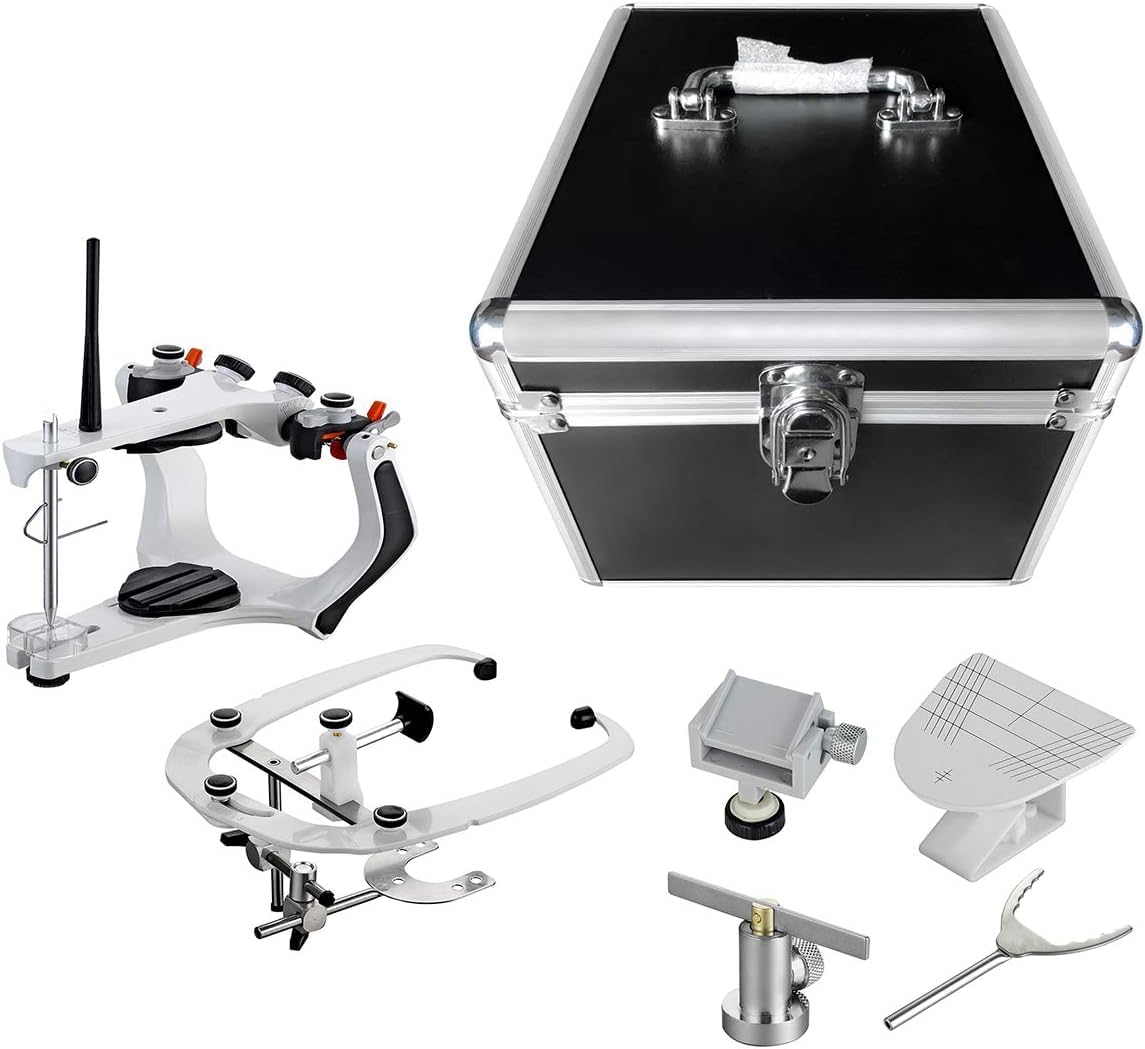 US Stock Dental Semi-Adjustable Articulator High Precision Articulator with Facebow Accessories Aluminum Box A7 PLUS Type