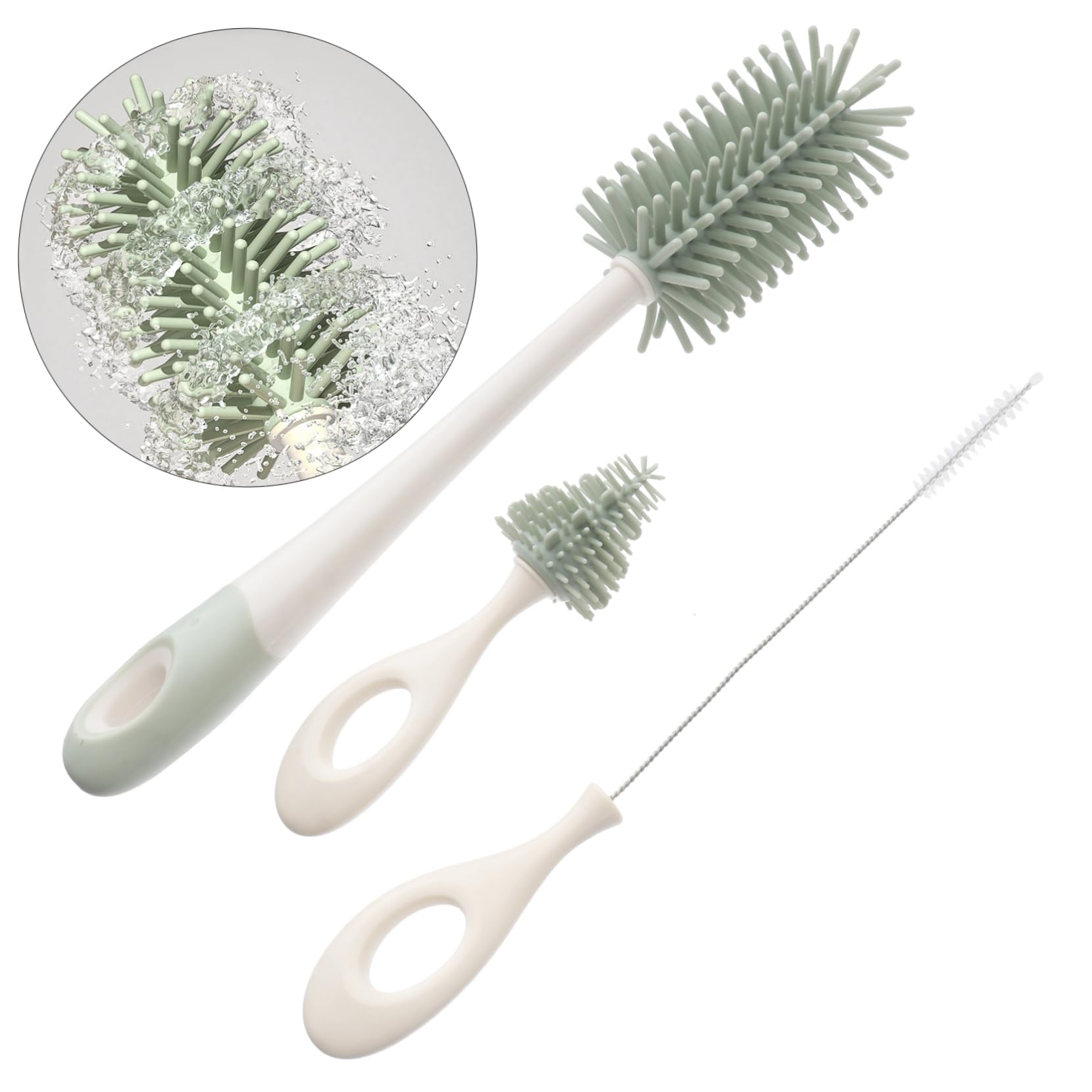 Toyvian 2pezzi Spazzole Per Pulizia Biberon Strumento Silicone e Facile Da Usare Verde Per Bottiglie