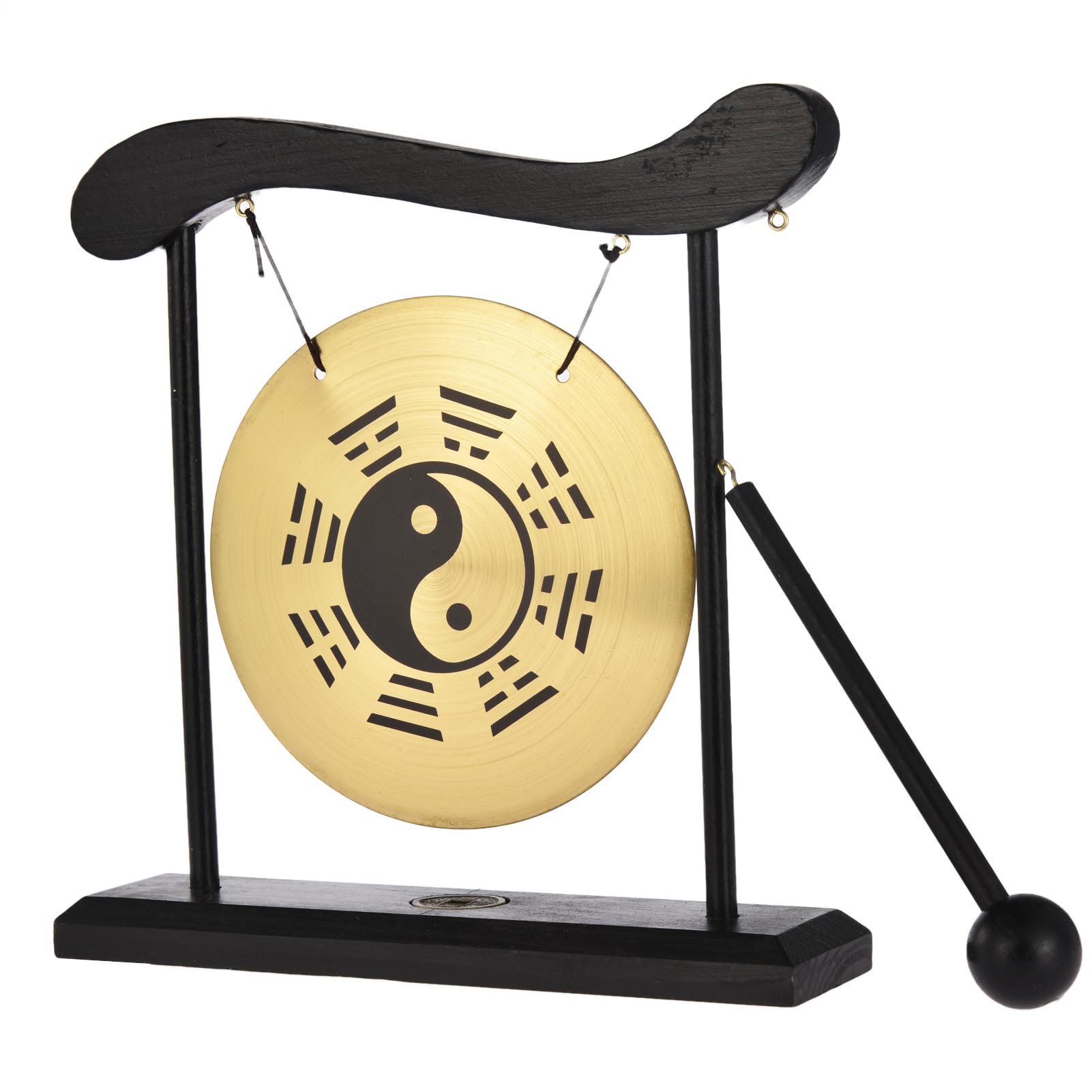 Instrumentos de meditación Gong de percusión – Pequeño timbre de mesa Zen Gong de escritorio | Gong de símbolo Zen Taiji para meditación, gong de mesa de estilo japonés para decoración del hogar
