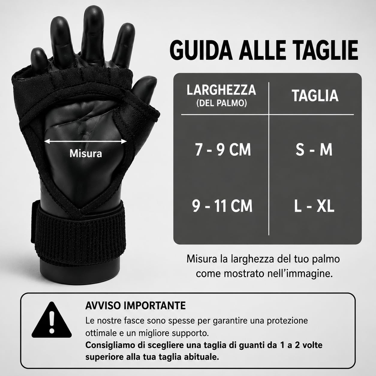 Sottoguanti da boxe con protezione gel, guanti per MMA e kickboxing, pelle sintetica, nero