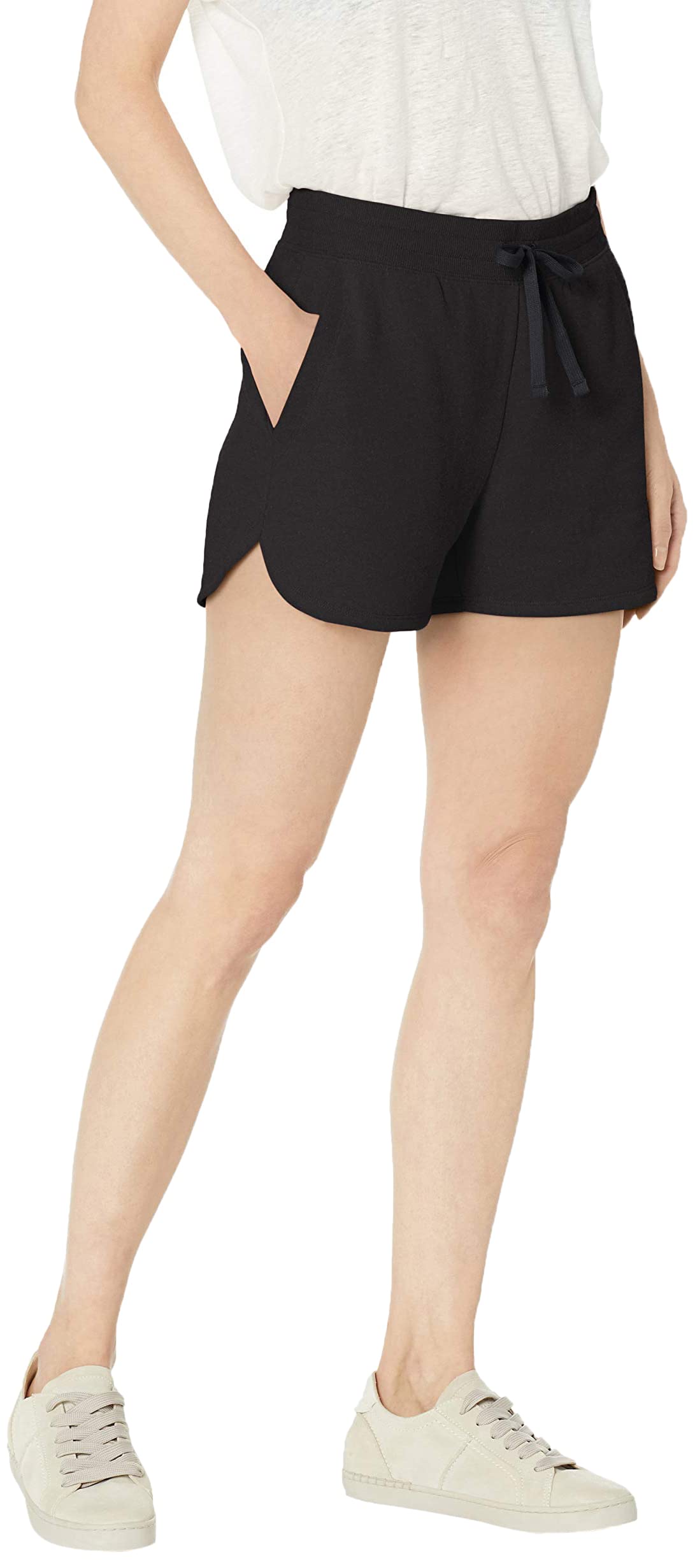 Amazon Essentials Women's Fleece Shorts with Pockets, Black, M