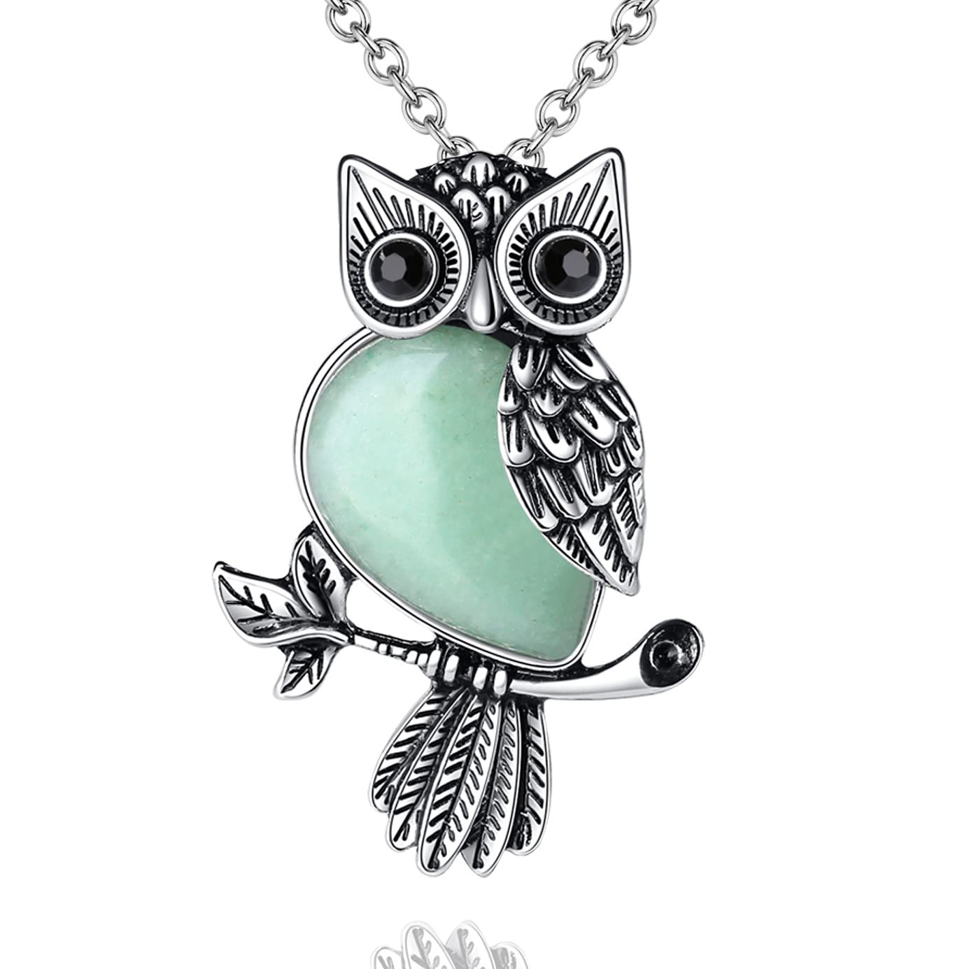MAIBAOTA Owl Necklace for Women, Chirstmas Owl Gifts for Women, Natural Crystal Owl Jewelry - A Symbol of Wisdom and Learning