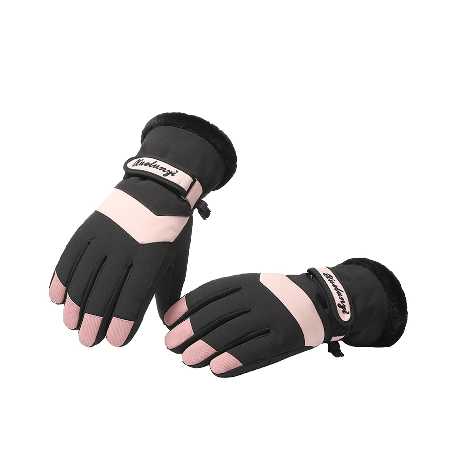 Gants De Ski Femme Andiker - Chauds, Coupe-Vent, Écran Tactile - Pour Vélo, Snowboard, Hiver (Rose/Noir