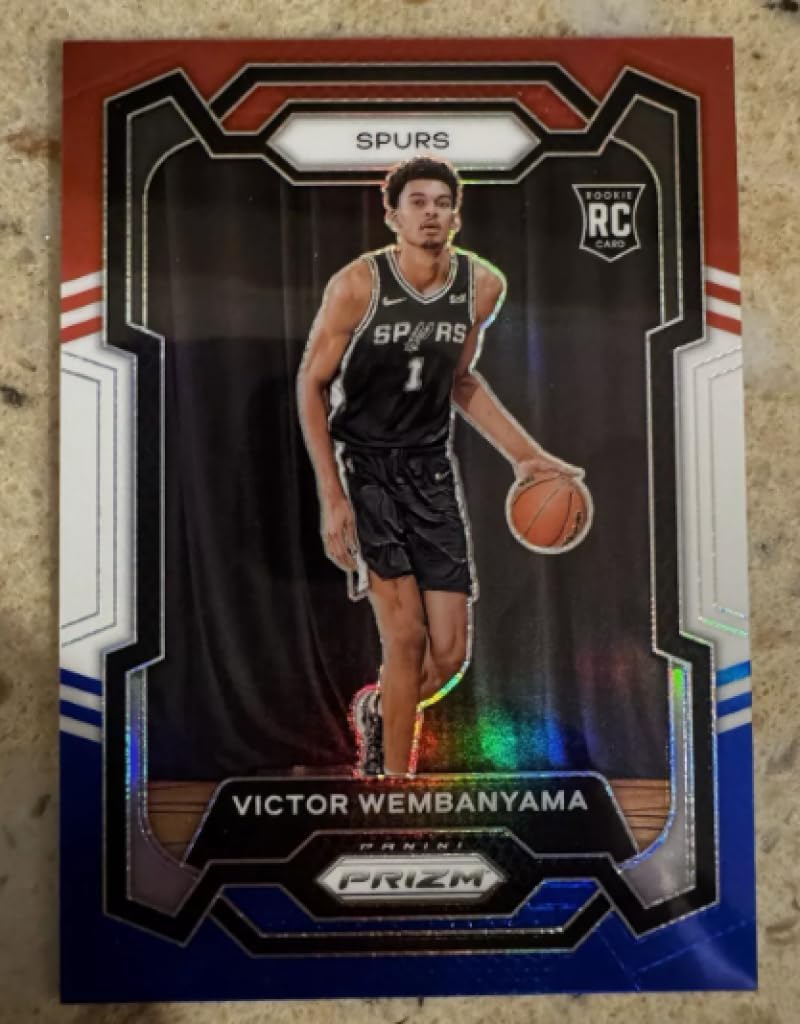 Basketball Trading Card 2023-24 Panini Prizm Prizms Red White and Blue #136 Victor Wembanyama EX/NM Spurs