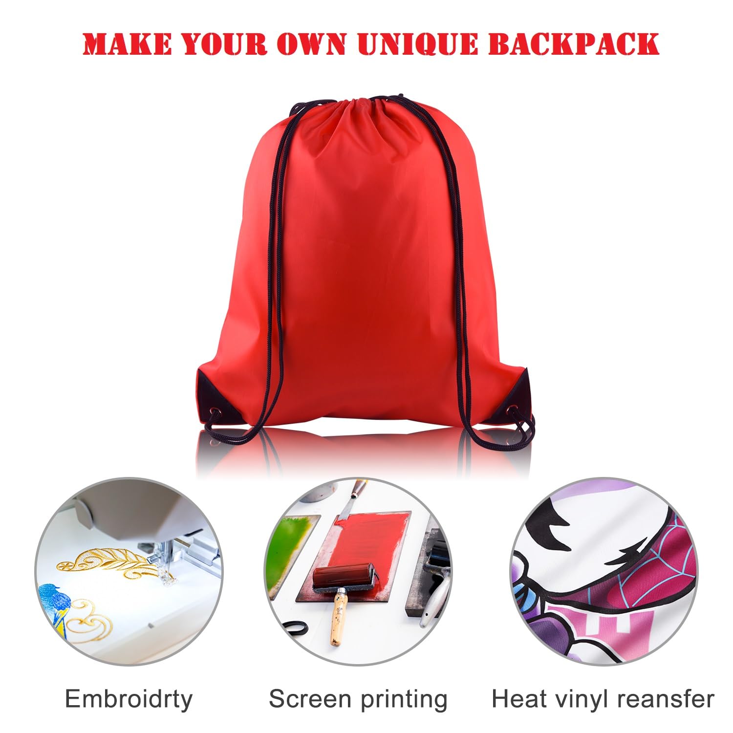 FEPITO Confezione con coulisse Zaino con corde Bulk Tote Sack Cinch Bag Borse sportive per viaggi in palestra