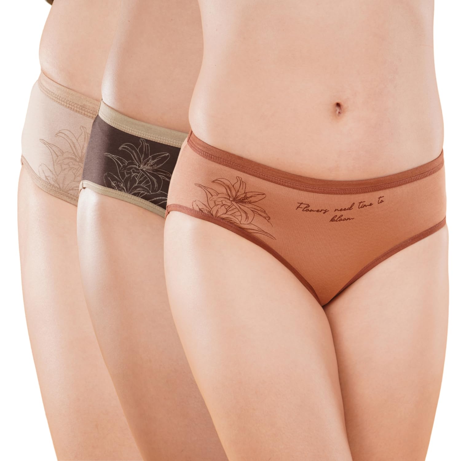Women Panties Pack of 3 | Mid Waist Soft Stretch Everyday Underwear | Breathable Comfortable Briefs | Oeko-TEX Certified Skin Friendly Fabric | Lowkey-picture-35