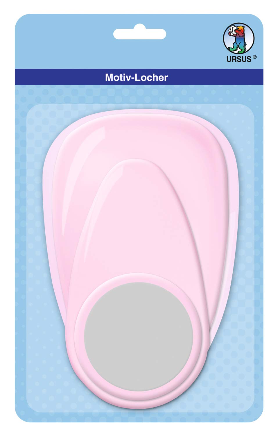 Ursus 19460003 Motif Hole Punch with Lever, Jumbo Circle, Approx. 76.2mm Pink