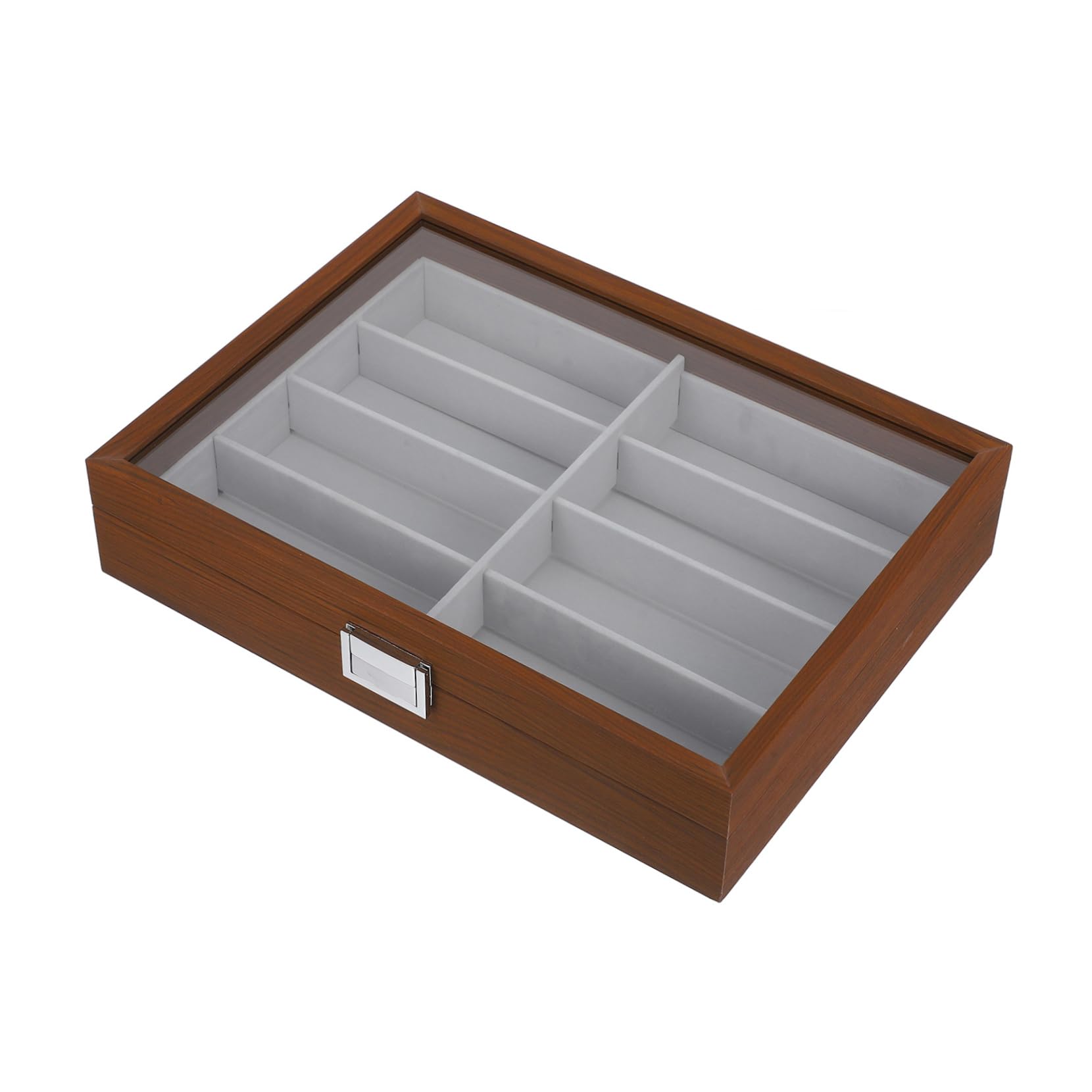 SOLUSTRE Organizer Stilvolle Sonnenbrillen Aufbewahrung Sonnenbrillenbox mit 8 Fächern Holz Tragbares Brillen Display mit Displayfunktion für Sommerfest und Reise