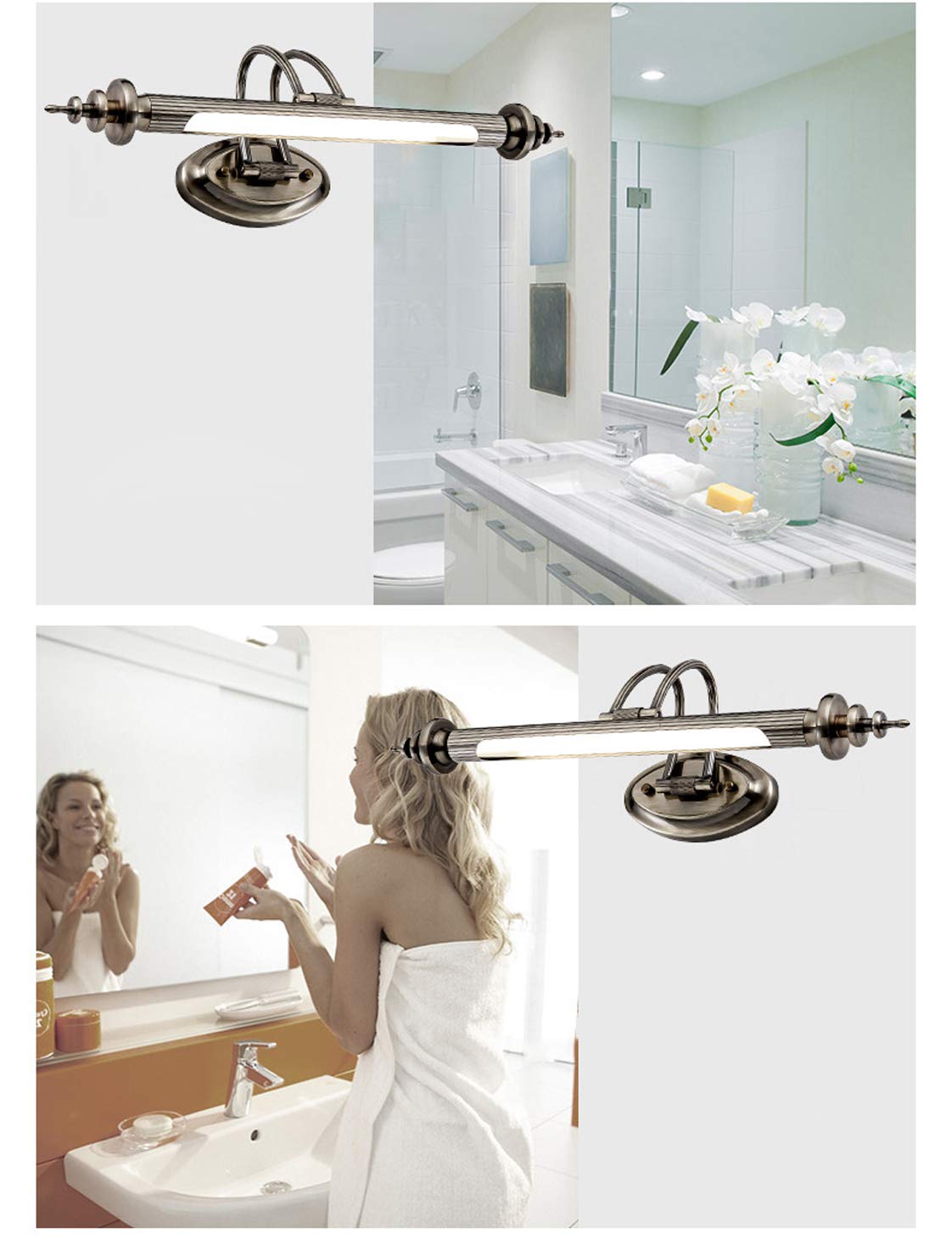 Luce specchio bagno, Luce specchio LED, Lampada parete impermeabile foto Lampada specchio bagno dimmerabile, Senza sfarfallio, Armadietto, Parete