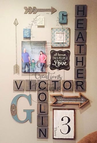 Miniatura 4 de Large Scrabble 8 x 8 Tiles, Huge Wooden Ready to Hang Tiles, Wall Decor, Farmhouse Style, Scrabble Pieces, Personalized Sign, Wooden Letters