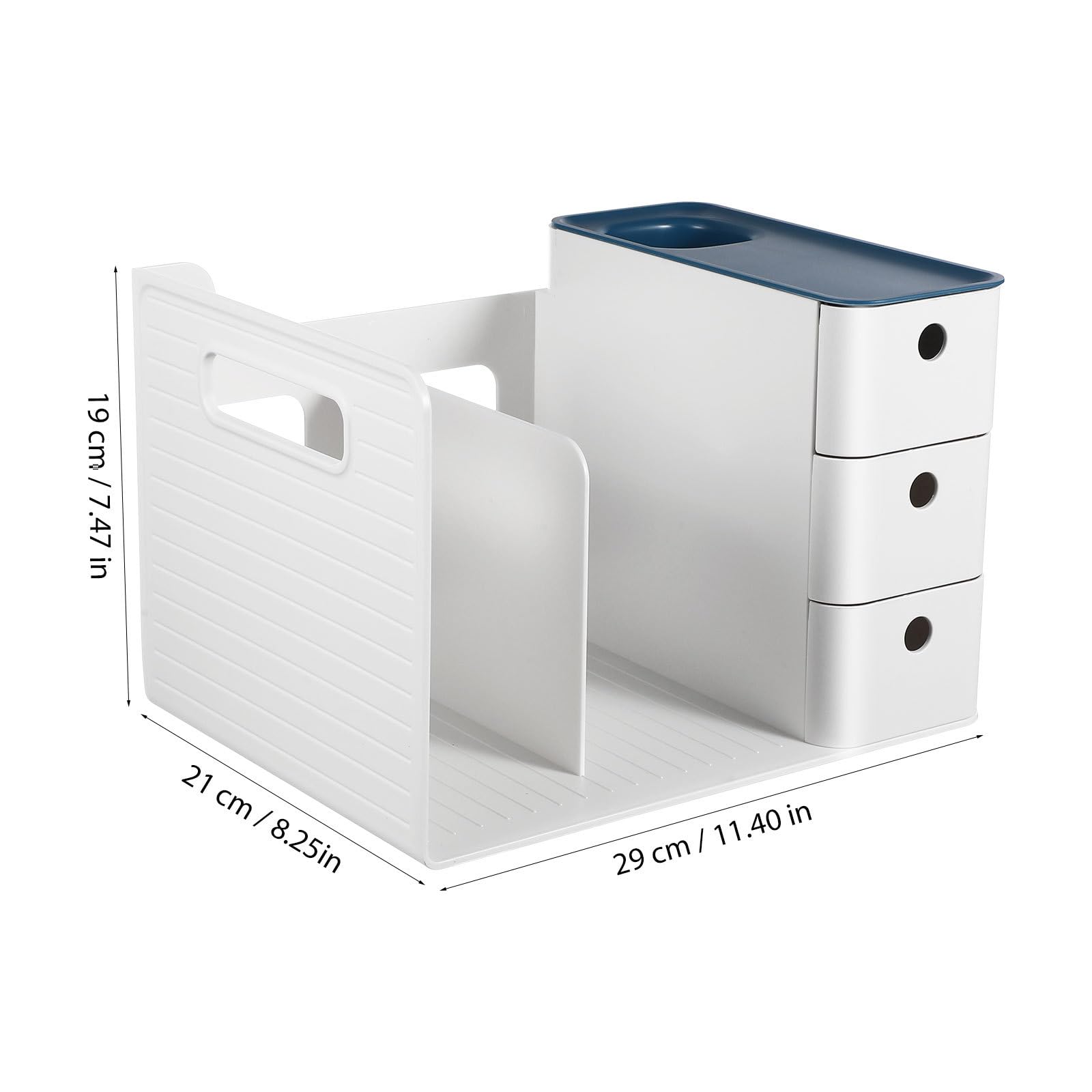 VILLCASE Schreibtischschubladen Organizer aus Kunststoff Kleiner Multifunktionaler Aufbewahrungsbox in Blau Platzsparend für Büro Make Up und Schreibtischzubehör