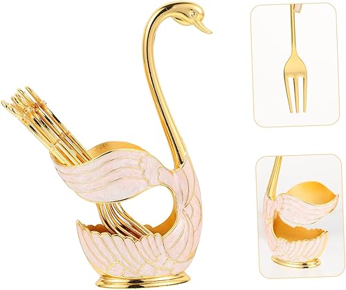 Miniatura 5 de STOBAZA Juego de 3 juegos de cubiertos de acero de metal para el hogar soporte de bar organizador de vajilla rosa tenedores para pasteles ensalada