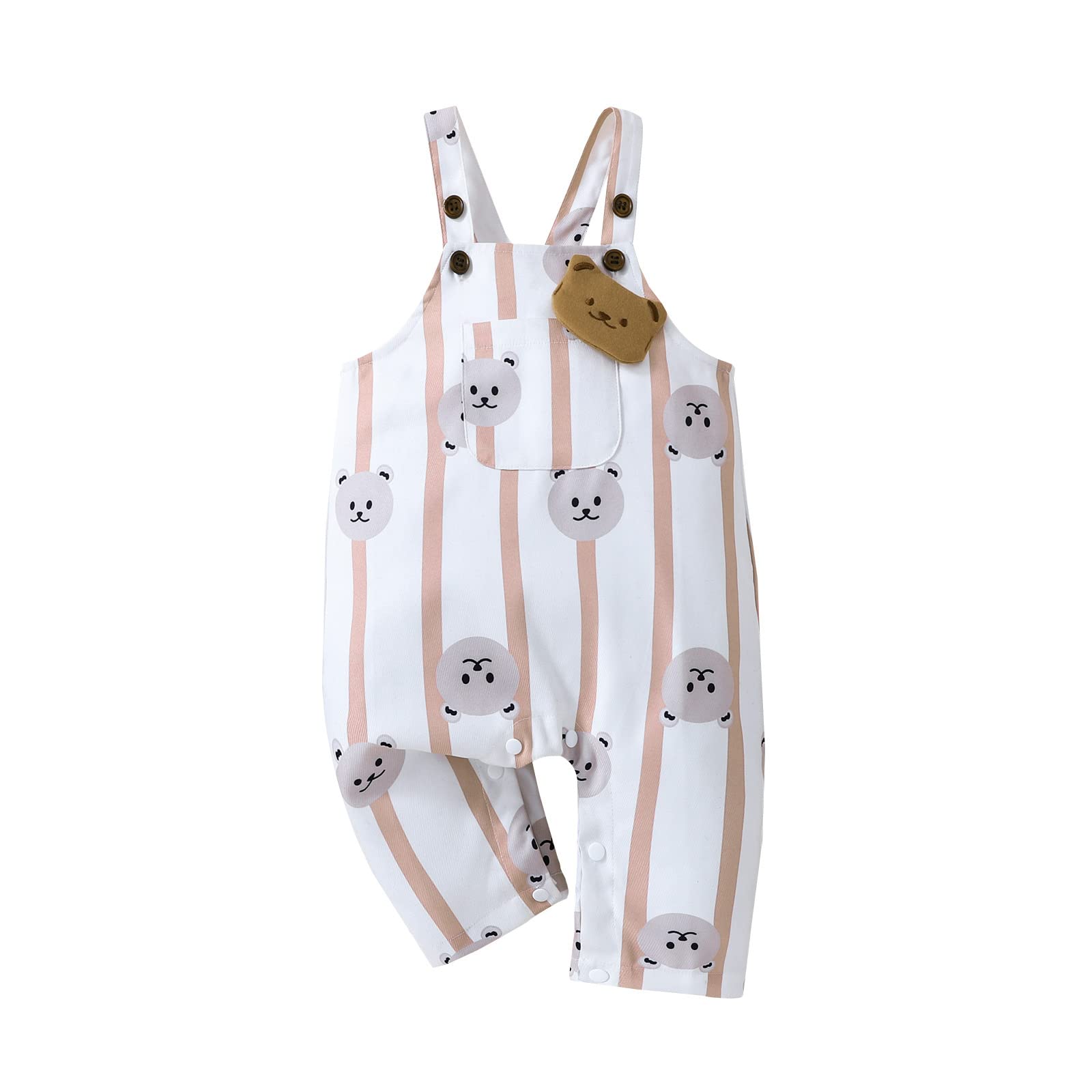 ZAXARRA Unisex Baby Jumpsuit Romper Baby Girl Boy Overalls Stripes Long Pants Infant Baby Summer Clothes (Caramel, 0-6 Months)