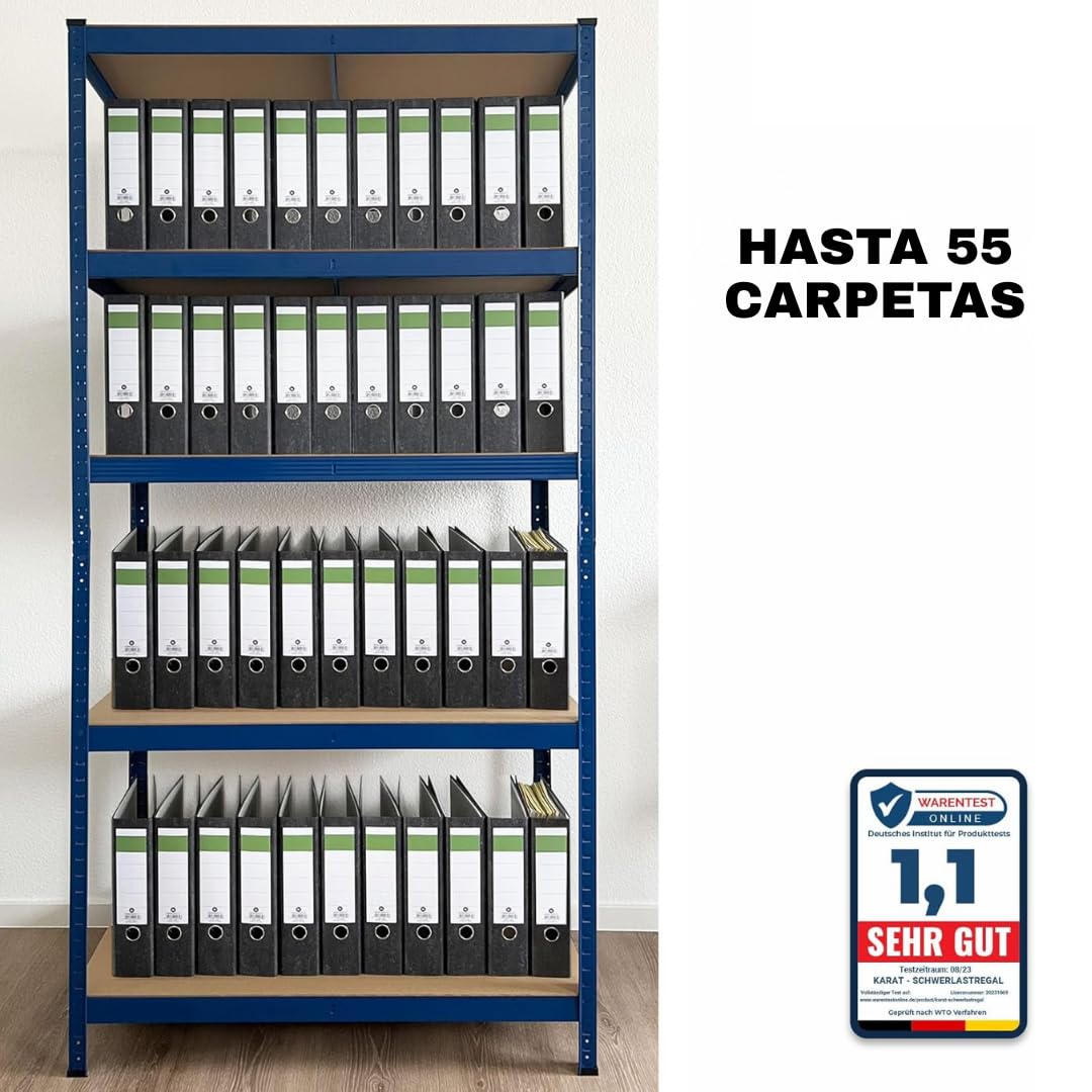 etm Estantería de Carga Pesada, Pack de 2, 200x100x50 cm, Azul | Estantería Modular, almacén o Independiente. Montaje rápido sin Herramientas Gracias al Sistema de Encaje (Lakota, Azul)