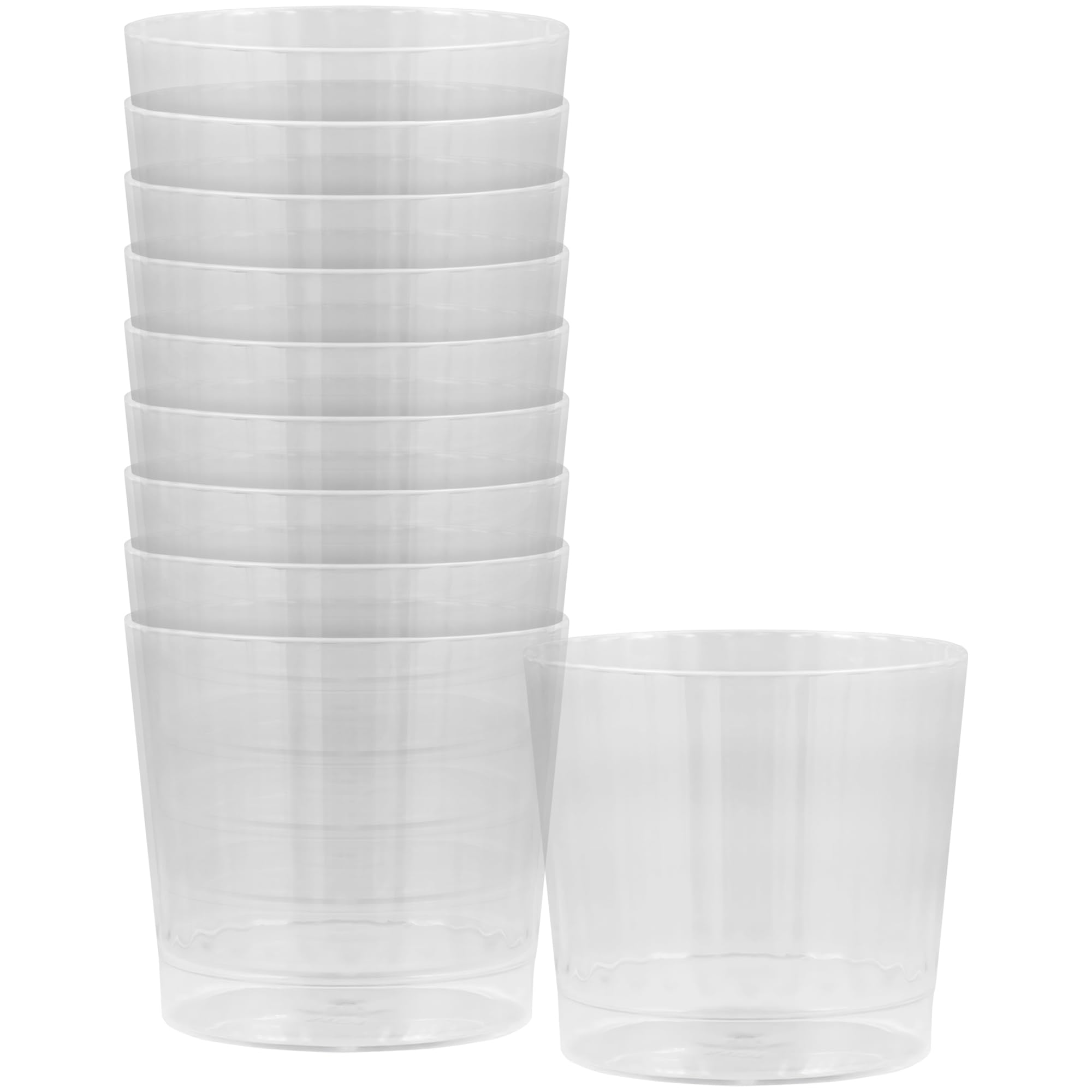 Lumiere Clear Plastic Rocks Tumbler 9 oz Pack of 10 - Elegant Disposable Drinkware for Parties Celebrations Weddings