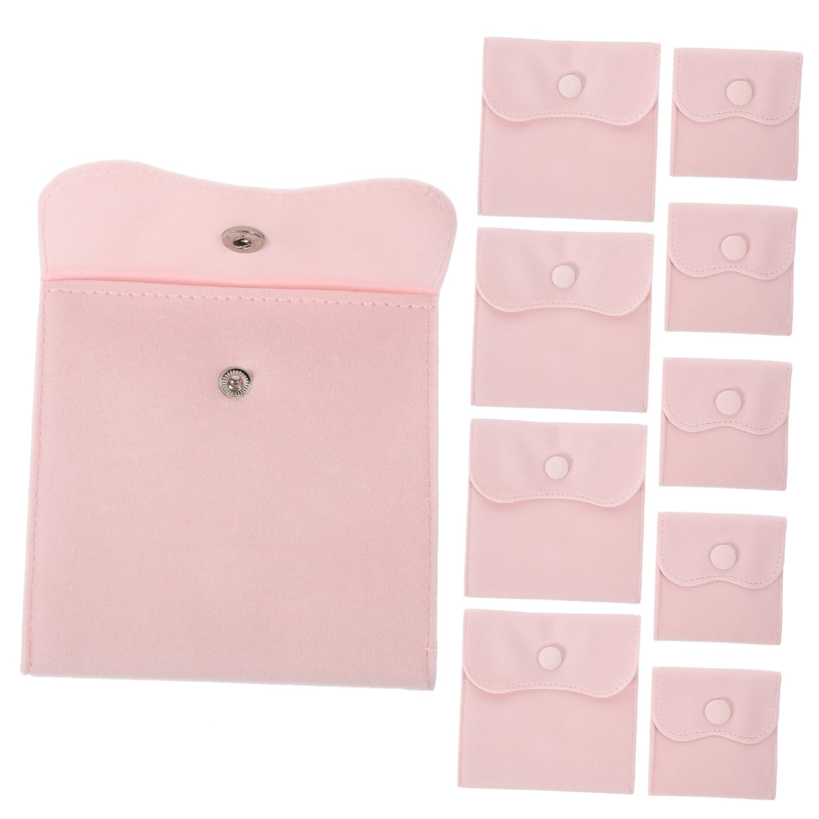 Anneome 10pcs Jewelry Pouch with Snap Button for Necklaces Watches Soft Storage Bags for Travel Giving