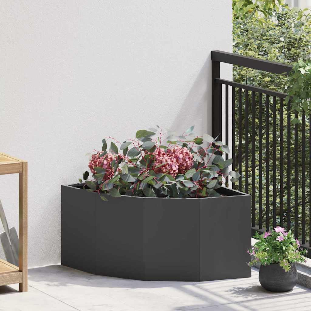 Genérico Macetero de Esquina Negro 60 x 60 x 35 cm Acero,Jardín,Jardinería,Maceteros y jardineras,883640