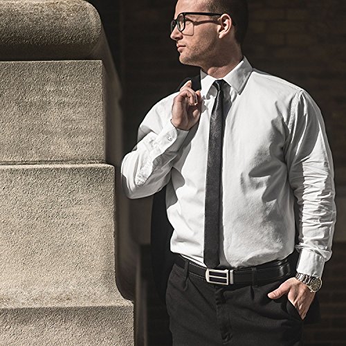 Mens Leather Ratchet Dress Belt With Open Linxx Buckle, Waist Size Up to 46" with Automatic Buckle4