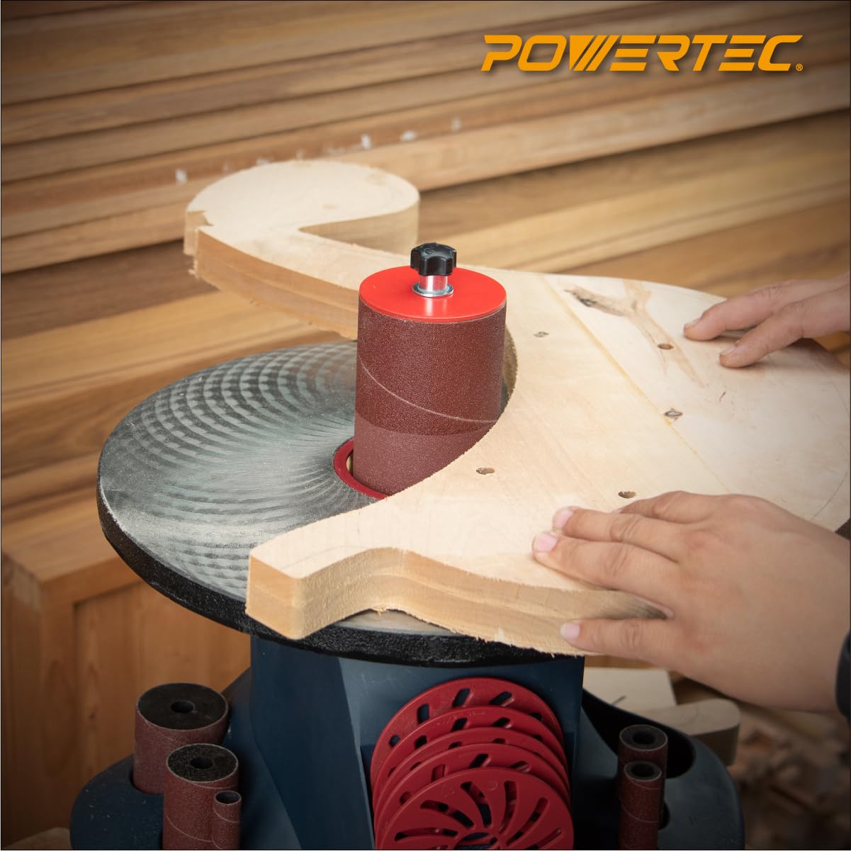 POWERTEC OS1000004 - Juego de 5 tambores de goma oscilantes para taladro o prensa de taladro con 3/4", 1", 1-1/2", 2", 3"