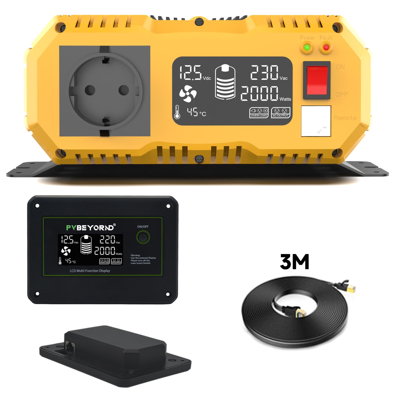 Inverter 12v 220V/230V onda pura 2000W/4000W Inverter 12v 220v onda pura Dotato di un controller esterno e di un display LCD è adatto all'utilizzo fuori rete in camper e abitazioni