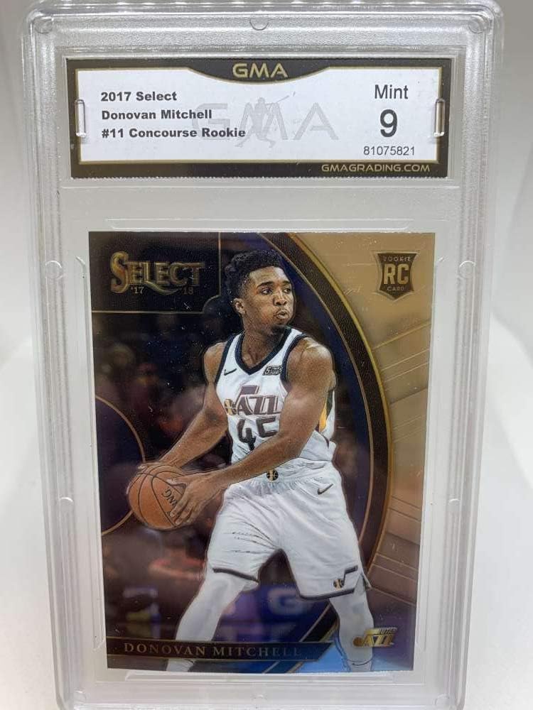 GMA Mint 9 Certificate #81075821 2017-18 Panini Select Rookie #11 Donovan Mitchell Concourse Level Utah Jazz Professionally Graded Basketball Card