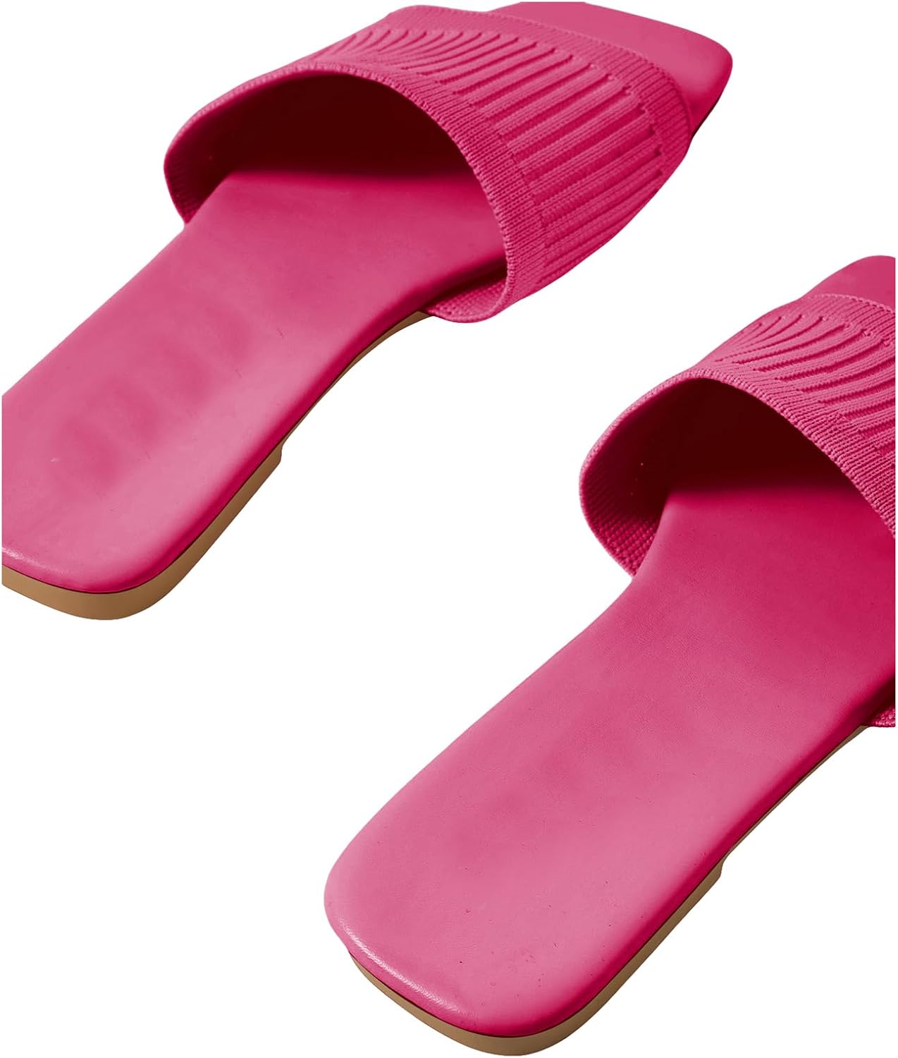 OYOANGLE Women's Square Open Toe Slide Sandals Summer Slip on Flat Sandals image 5