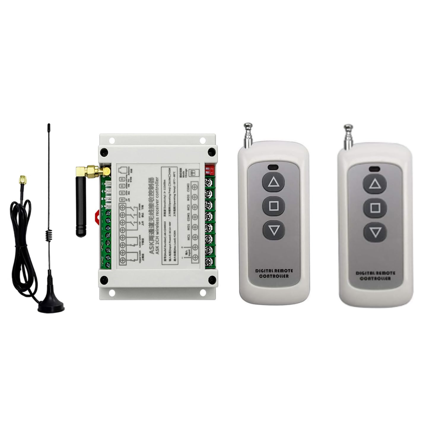 DC 12V 24V 30A linearantriebe Funkschalter mit 2 stück Fernbedienung Motor Fernschalter Hochleistungsschalter Vorwärts- und rückwärtsstopp-Controller Aufwärts und Abwärtsstopp manuelle Funktion