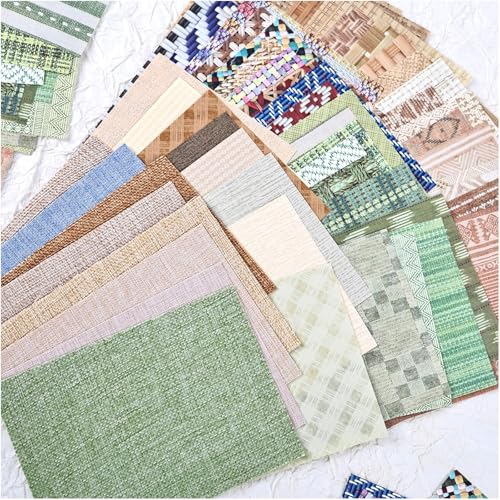 Diuhofart Scrapbook Textured Paper for Crafts, 96 Sheets Rattan Pattern Decorative Paper for Junk Journal Supplies, Card Making, Scrap Book, Collage, Card making