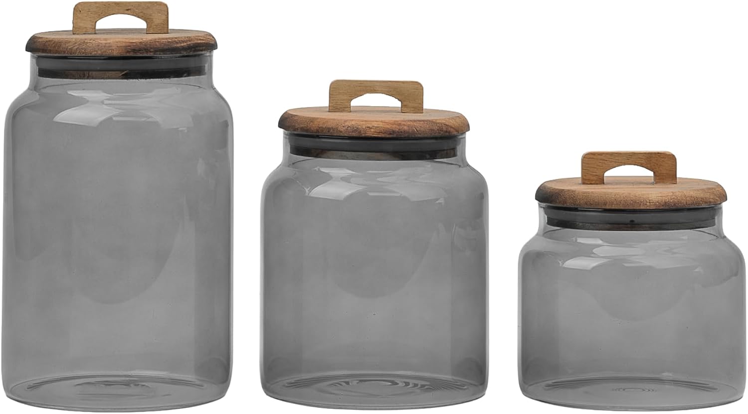 10 Strawberry Street Acacia Everyday Graduated Glass Canister, Set of 3, Black