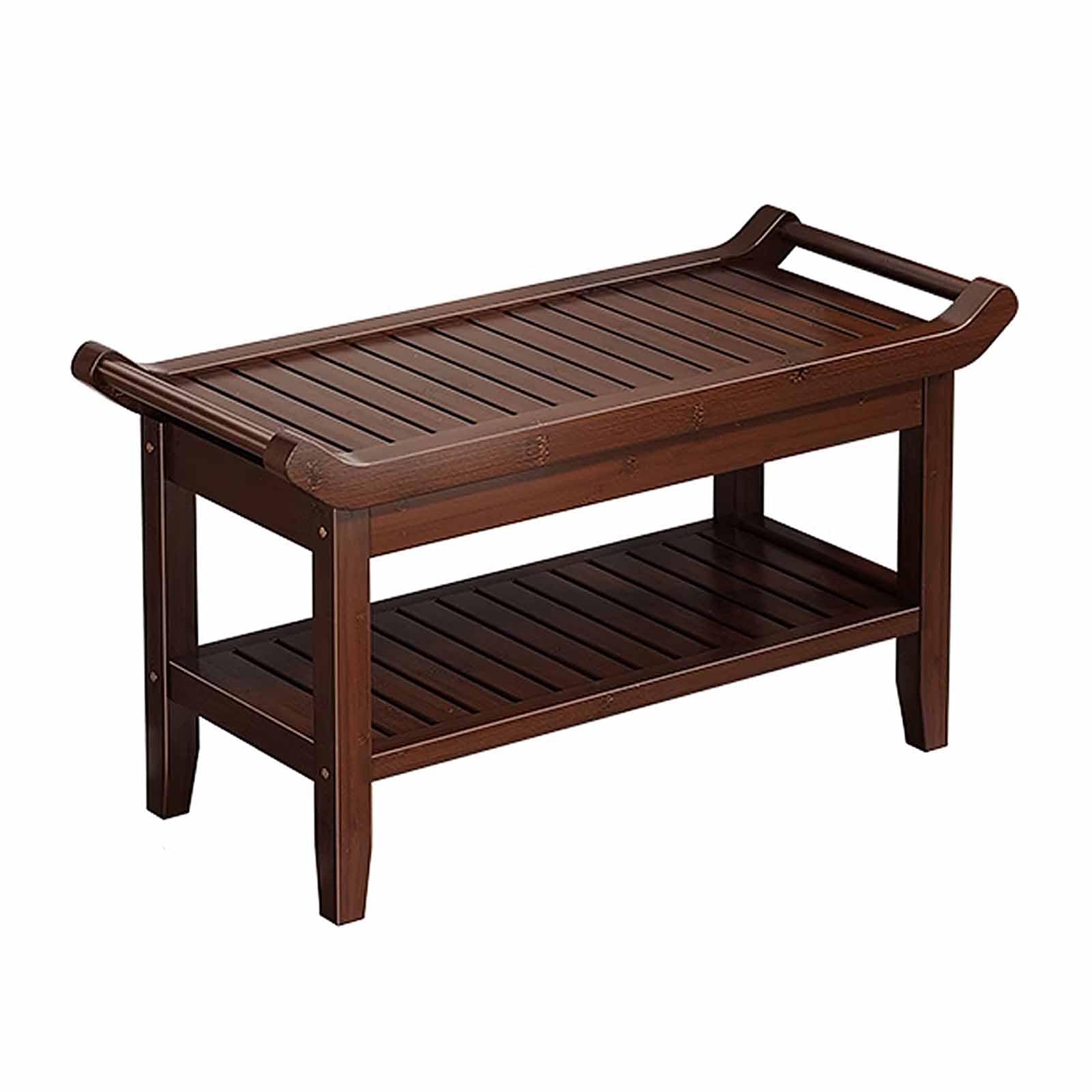 LWJSOCP Slim Bamboo Shoe Rack for Entryway SpaceSaving Shoe Organizer with ating Stylish Bathroom Stool and Bench for Small Spaces