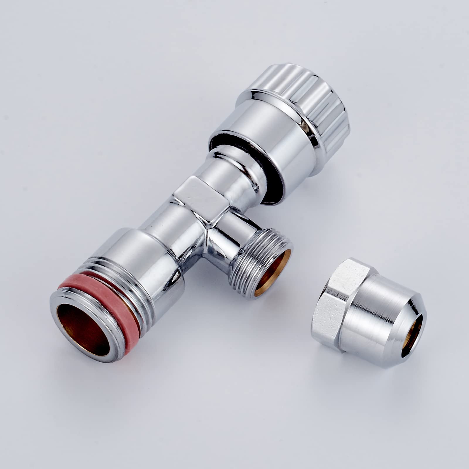 Ibergrif M22022-2 Valvola Angolare Autosigillante 1/2" x 3/8" Universale, Rubinetto Sottolavello in Ottone Cromato, Valvola Acqua Parete Resistente, Set 2 Pezzi per Cucina Bagno