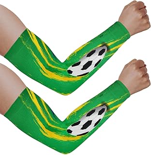 Mangas de braço com proteção solar UV para homens e mulheres, mangas verdes douradas protegem os braços esportes mangas de braço proteção solar mangas de braço capa protetora UV, Futebol Americano